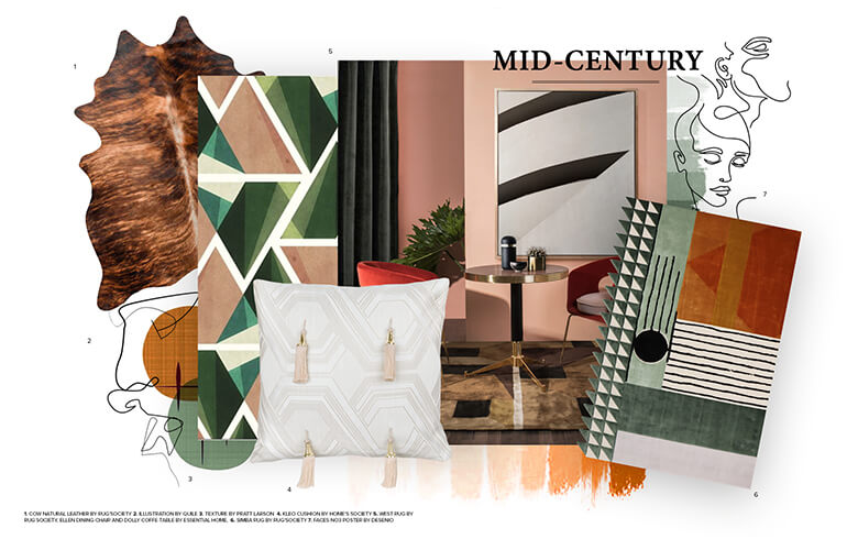 Mid-Century Moodboard Trends by Rug'Society