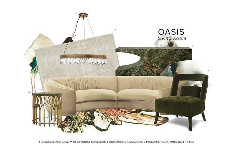 Oasis Living Room Moodboard Trends by Rug'Society