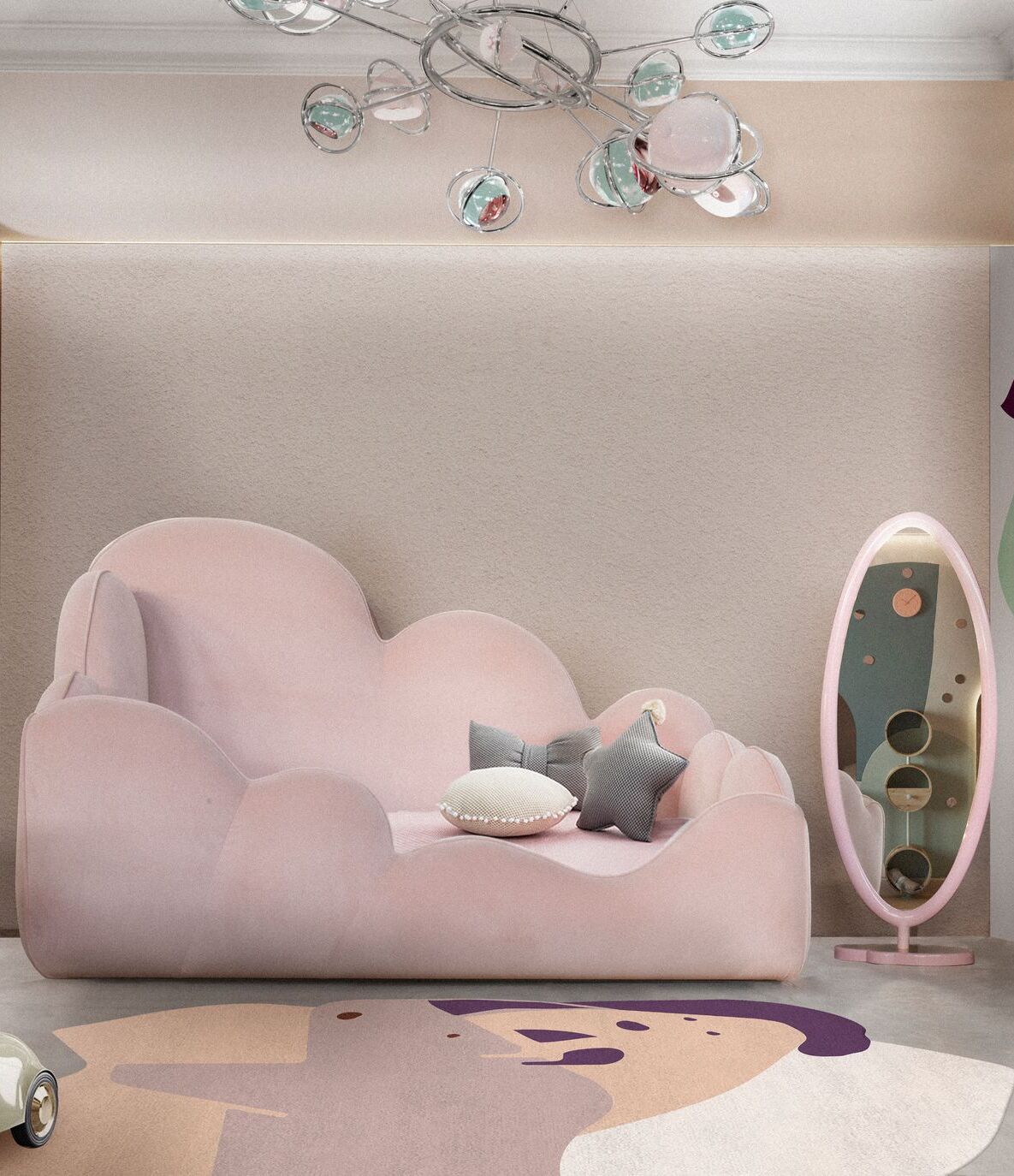 A Beautiful Bedroom With The Mr. Rhino Irregular Shape Rug by Rug'Society