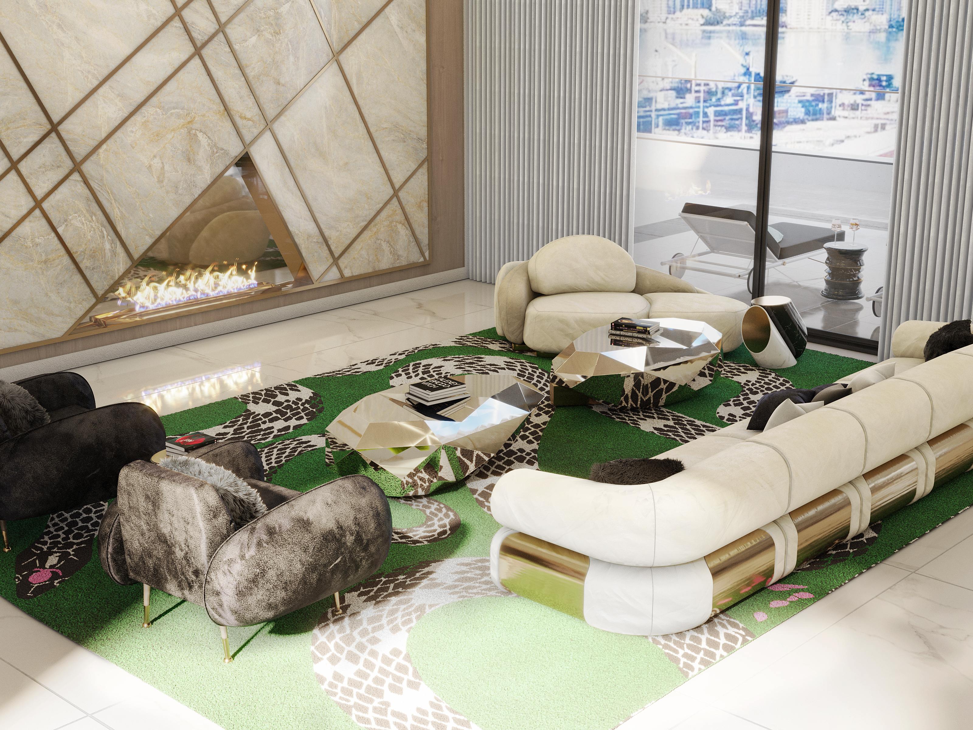 A SPECIALLY DESIGNED LIVING ROOM WITH THE SNAKE RUG by Rug'Society