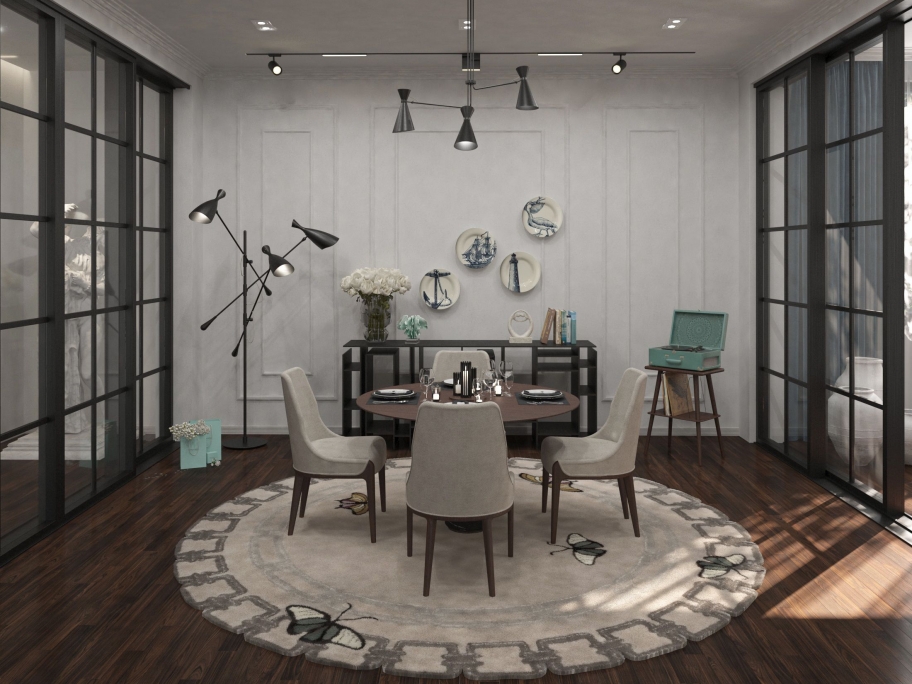 Aesthetic Dining Room Design With Metamorphosis Soft Rug - Rug'Society