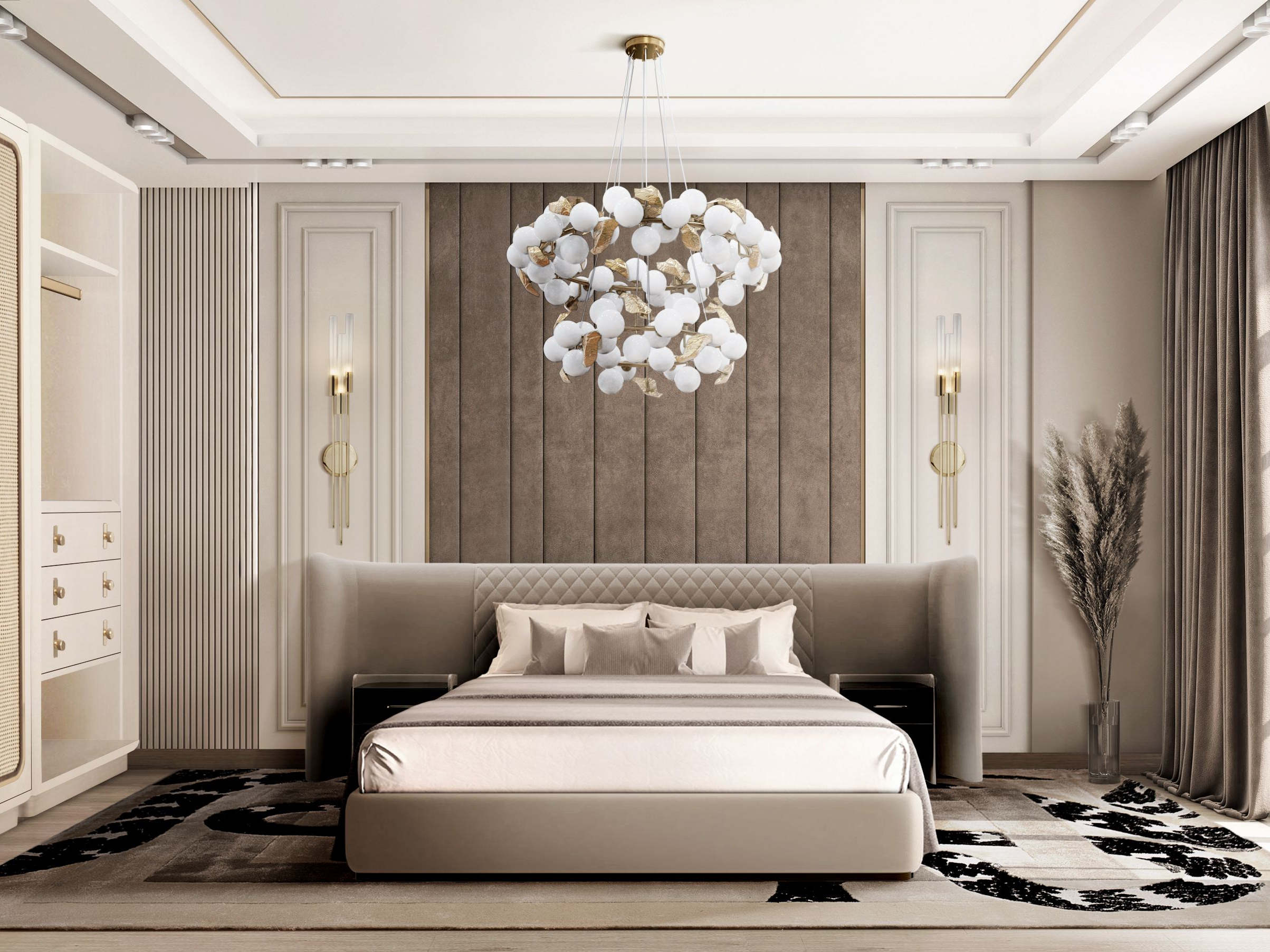 Alluring Bedroom with Unique Imperial Snake&nbsp;Rug by Rug'Society