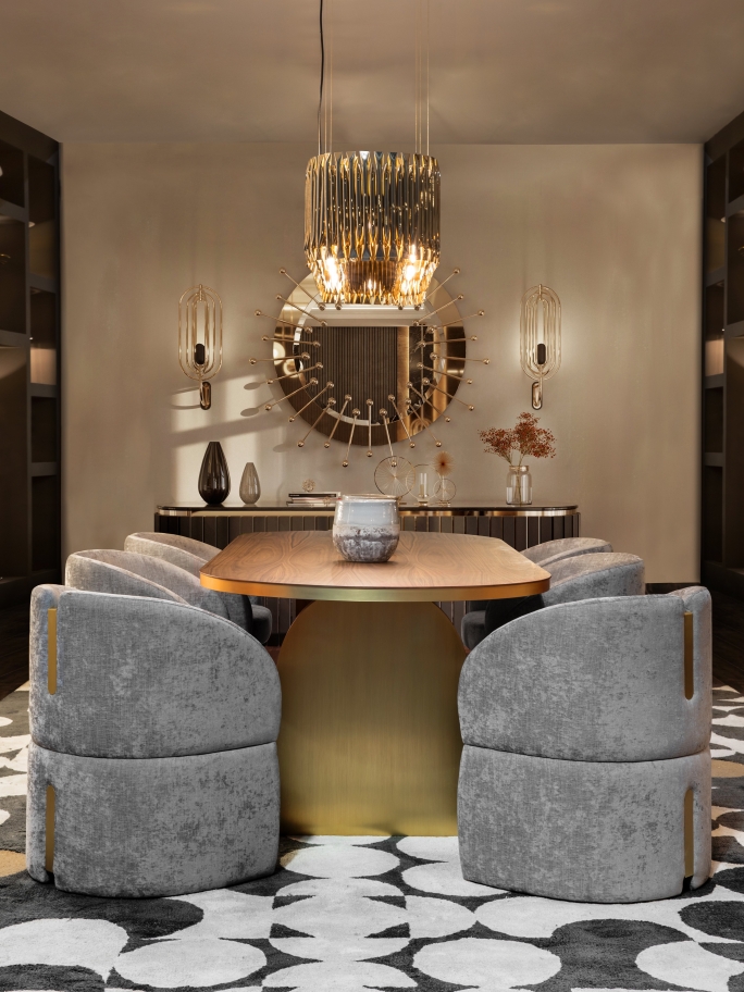 alluring modern mid-century dining room with Yarsa Rug - Rug'Society