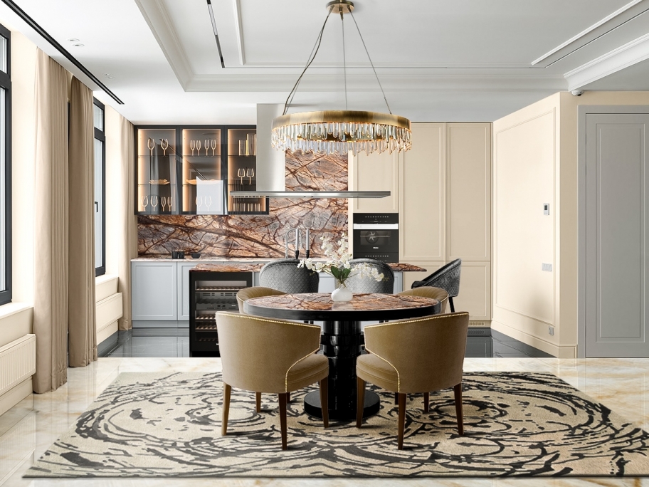 Bright Open-Space Dining Room With Merfilus Rug - Rug'Society