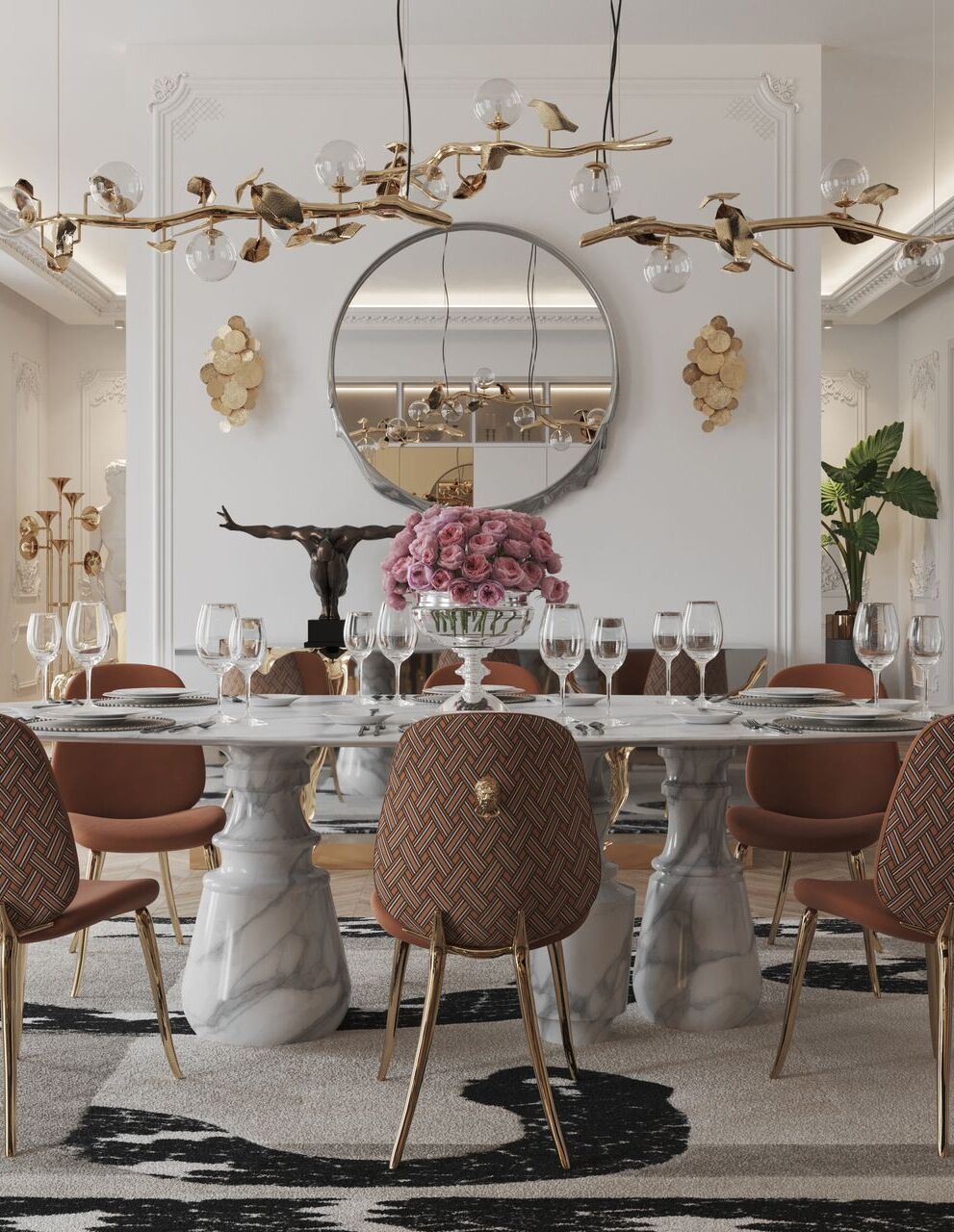 Classic Dining Room With The Modern Imperial Snake Rug by Rug'Society