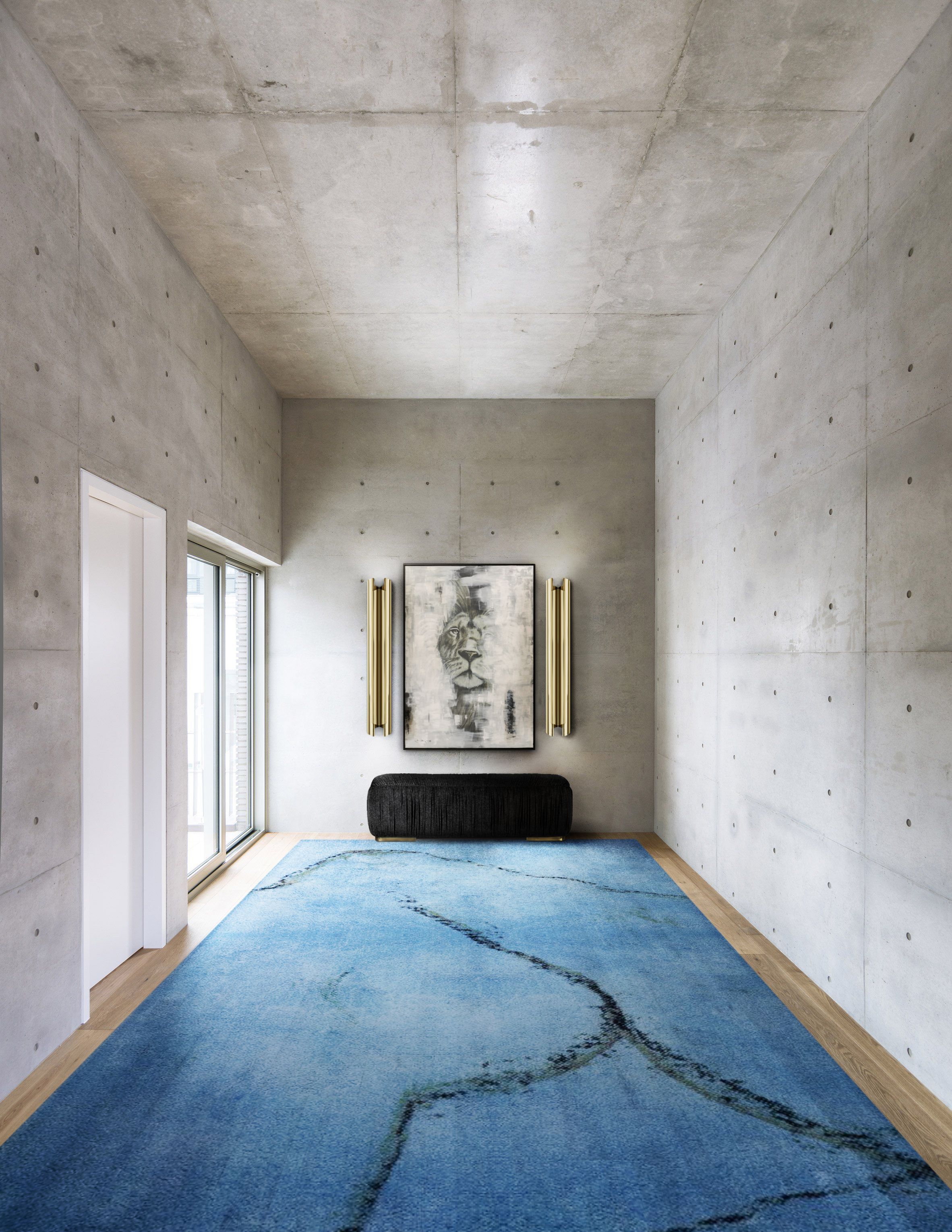 Contemporary Hallway With Our Piece of Art, Miró Rug by Rug'Society