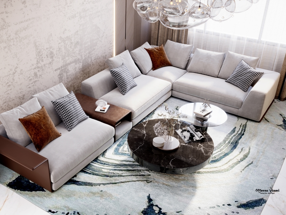 Contemporary living room with agatha rug - Rug'Society