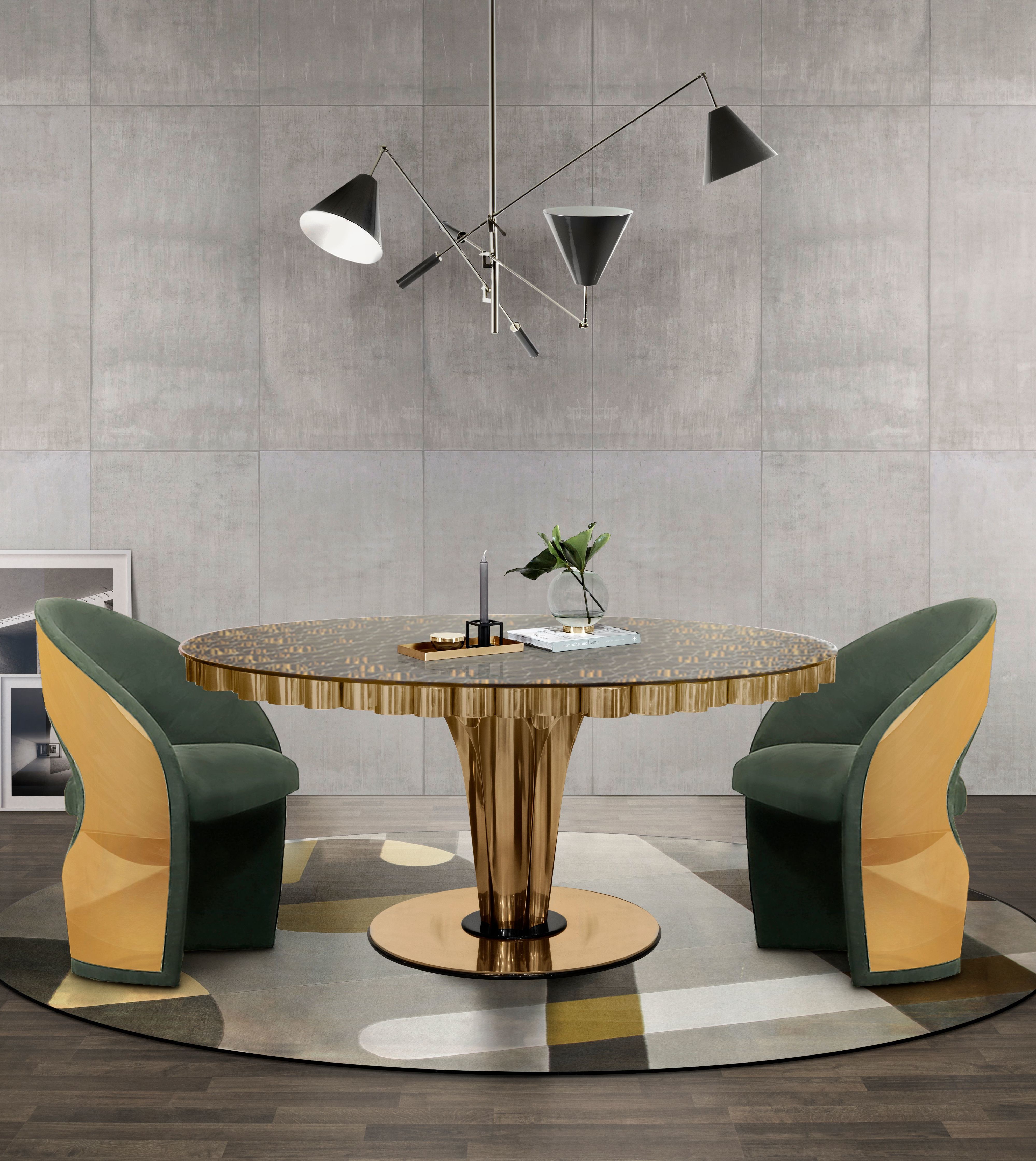 Dining Room With The Curved Shapes Trend by Rug'Society