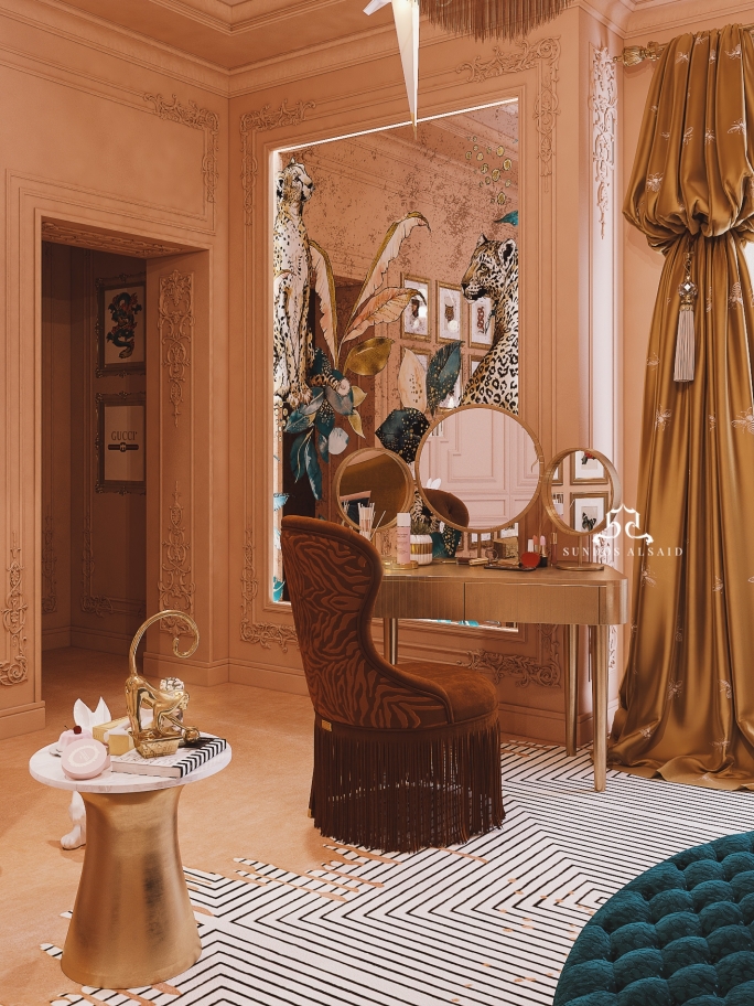 Eclectic Vanity Bedroom Corner With Valencia Rug - Rug'Society