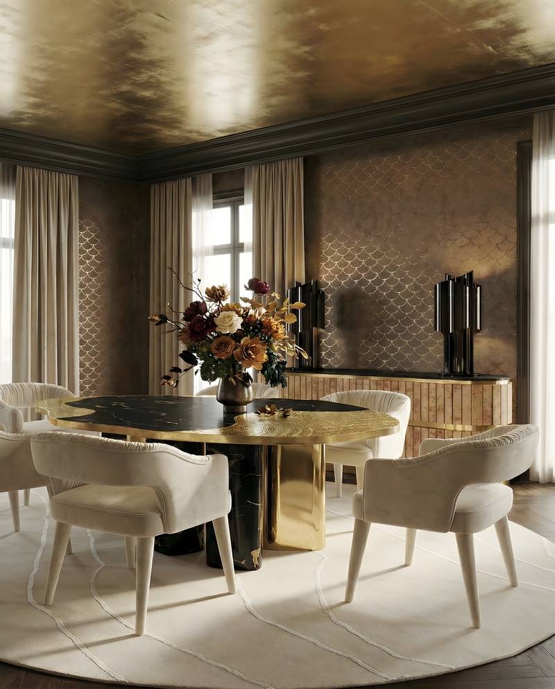 Elegant Contemporary Dining Room With Warao Rug&nbsp;II by Rug'Society