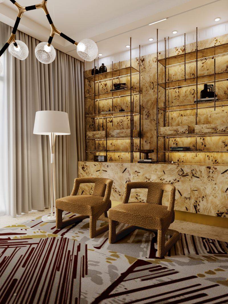 Elegant Earth-Toned Living Room With Xisto&nbsp;Rug by Rug'Society