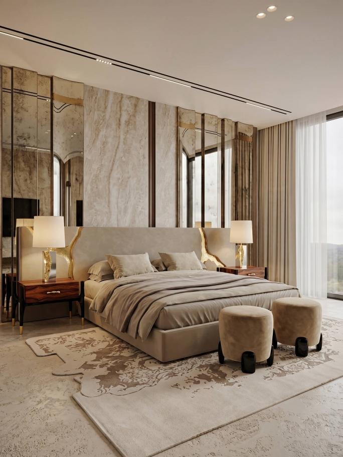 Elegant Neutral Bedroom Design With Heritage&nbsp;Rug by Rug'Society