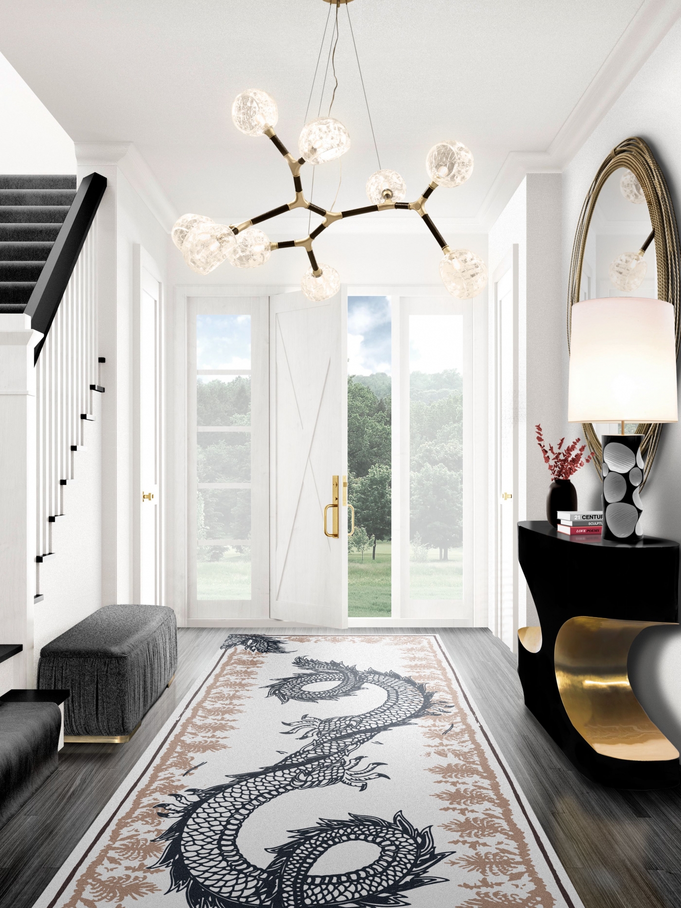 FASCINATING AND UNIQUE ENTRYWAY WITH REDLEH RUG - ROOM BY ROOM - RUG ...