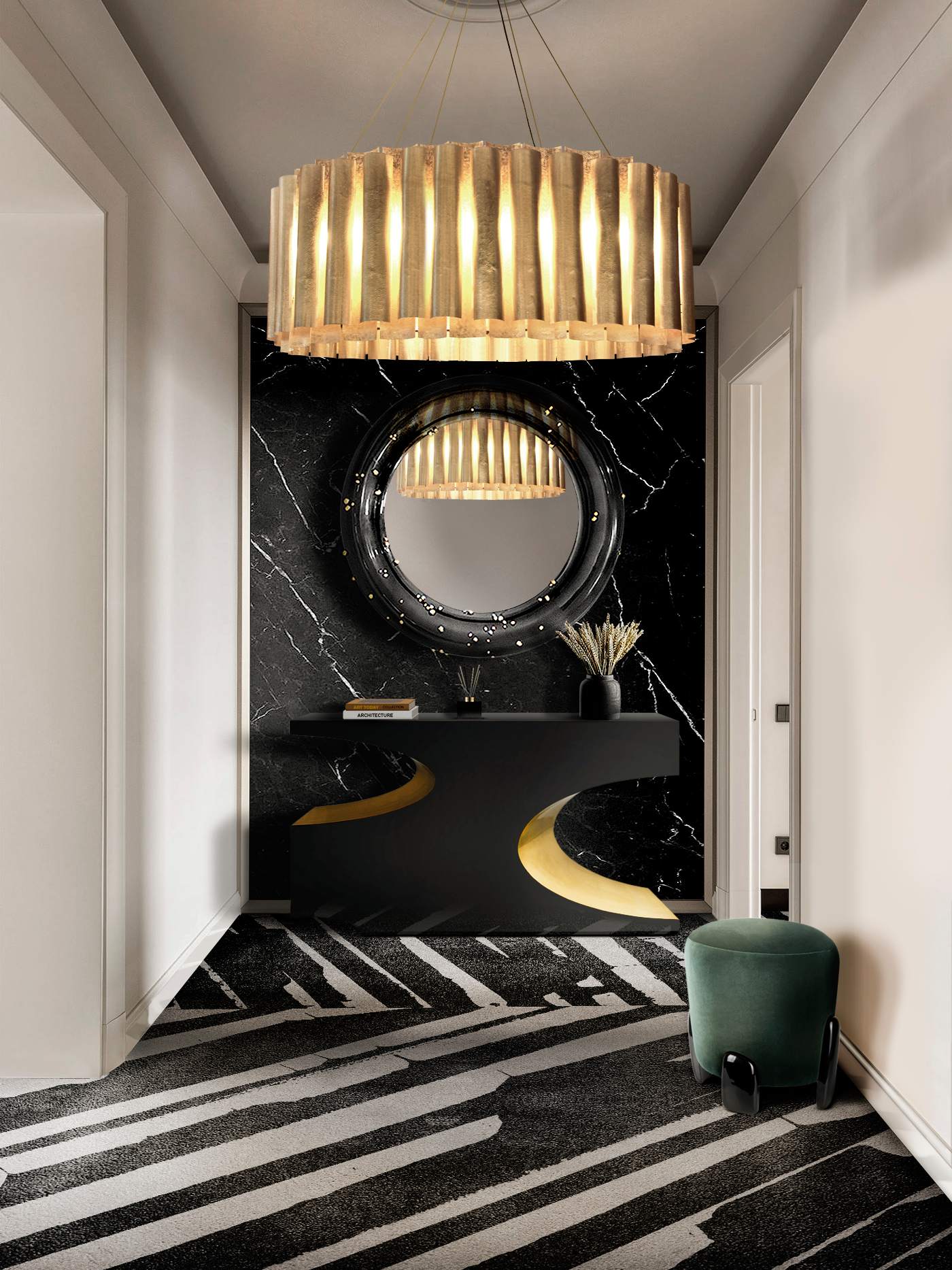 HALLWAY DESIGN WITH THE PALM&nbsp;RUG by Rug'Society