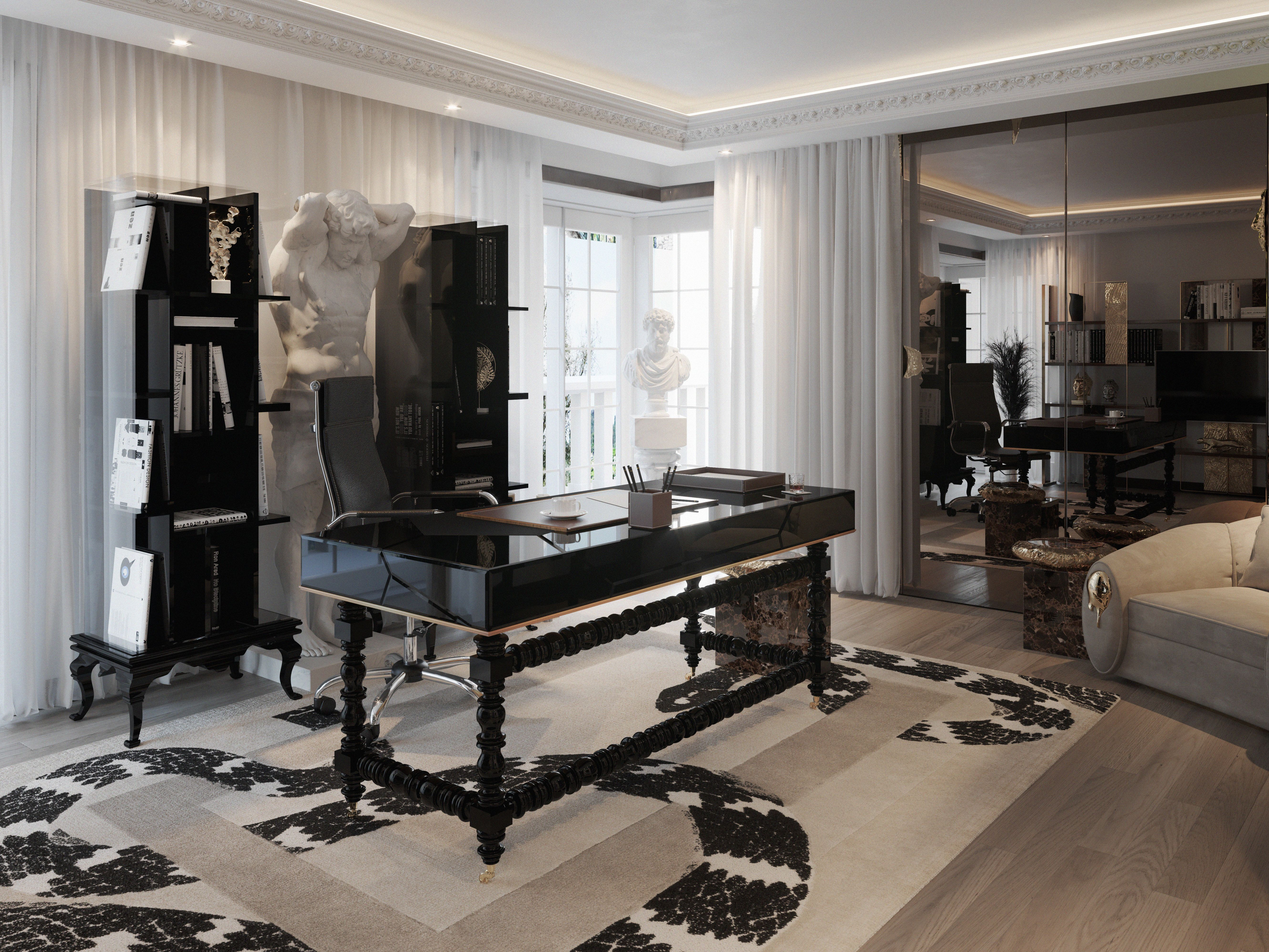 High-end and Neutral Office with Imperial Snake Rug by Rug'Society