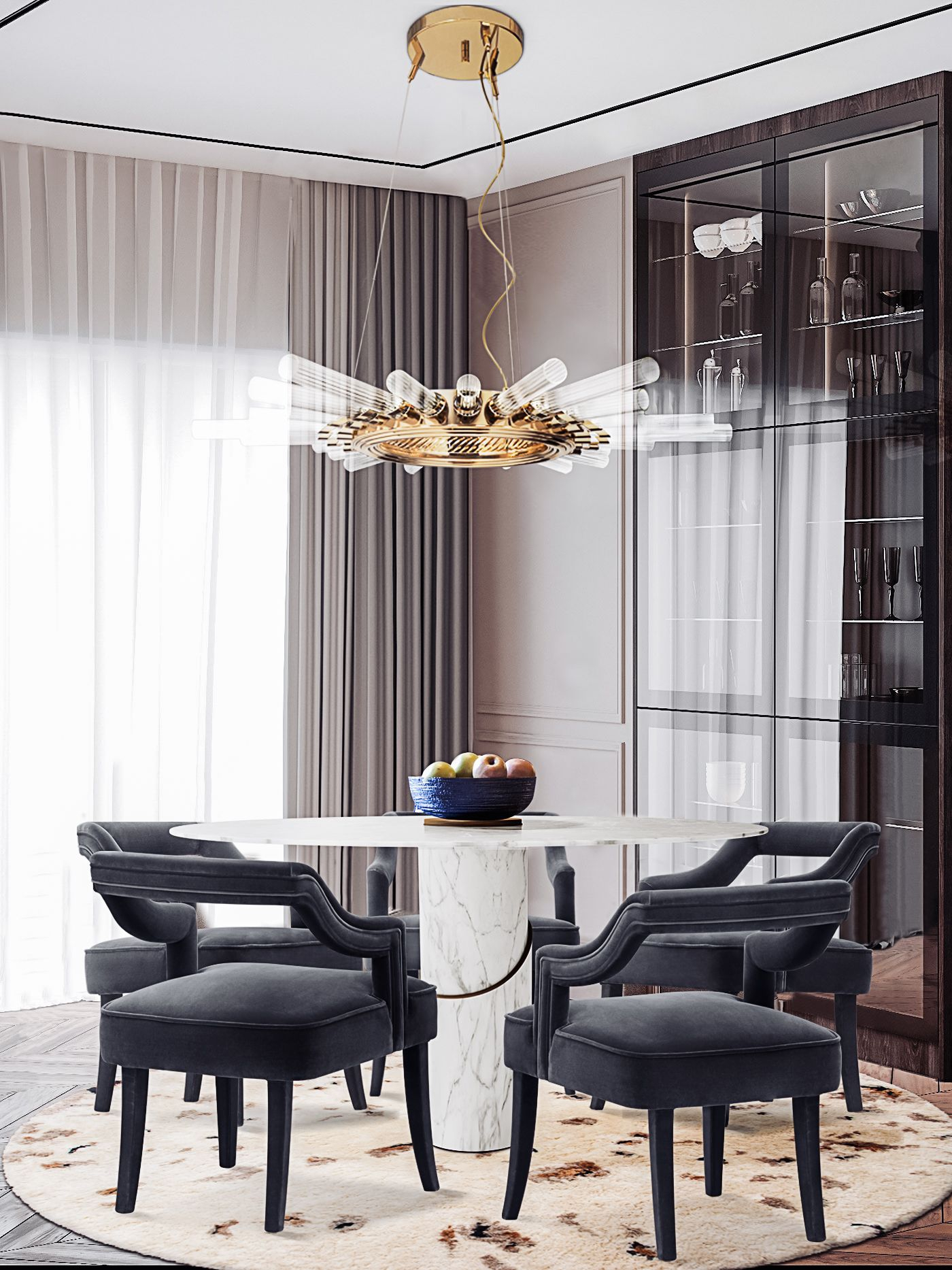 High-end Dining Room with the Shaggy Oslo Rug by Rug'Society