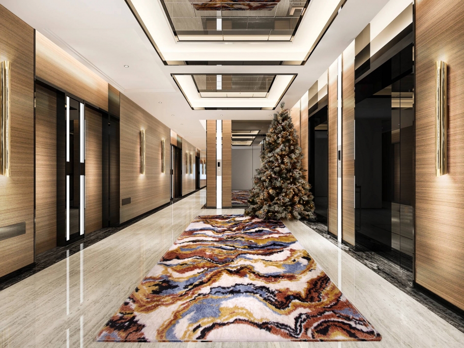 HOLIDAY DECOR IN HOTEL LOBBY WITH THE LA LAND RUG - Rug'Society