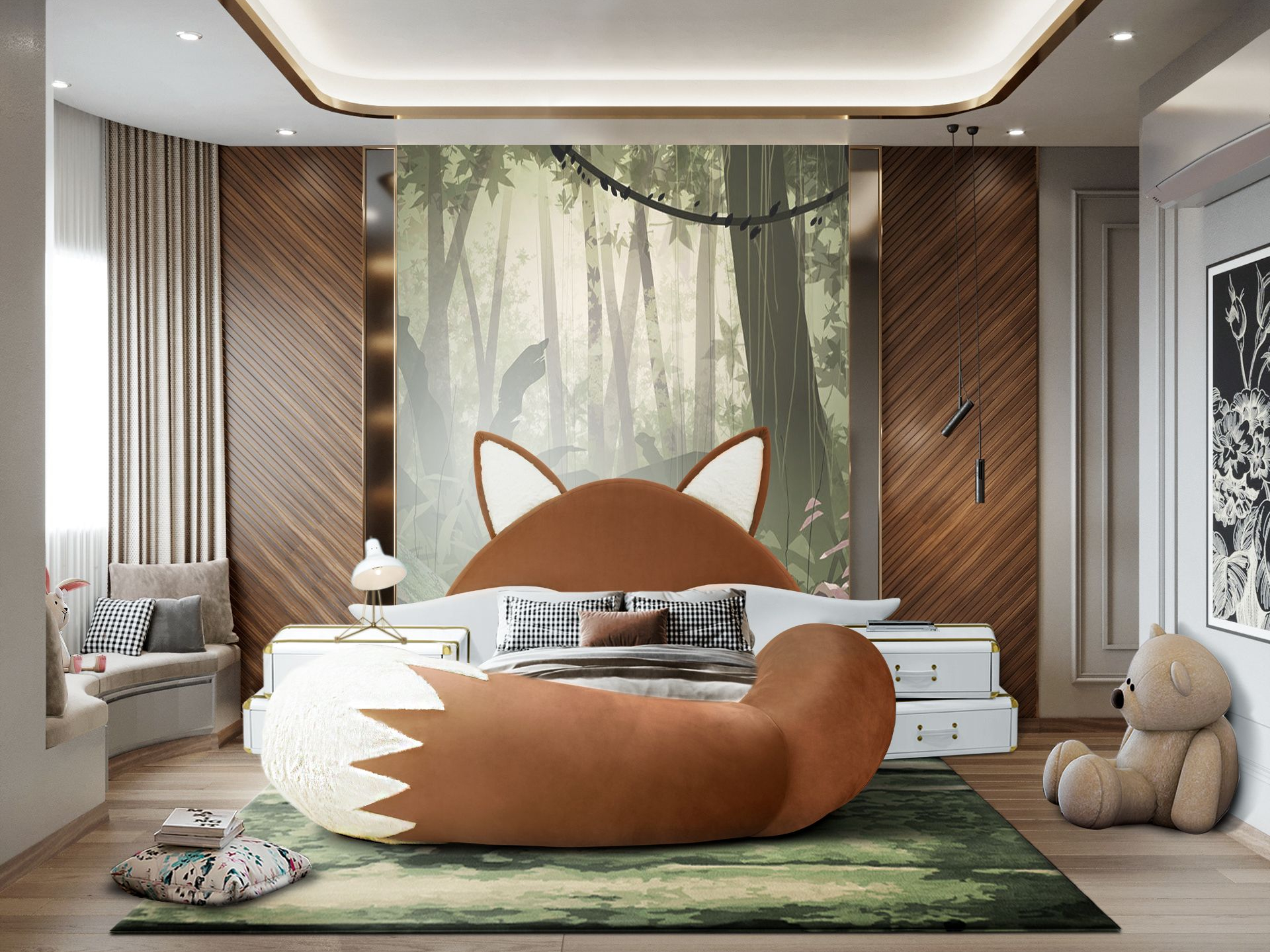 Kid's Bedroom With Nature Inspirations and Möos Natural Rug by Rug'Society