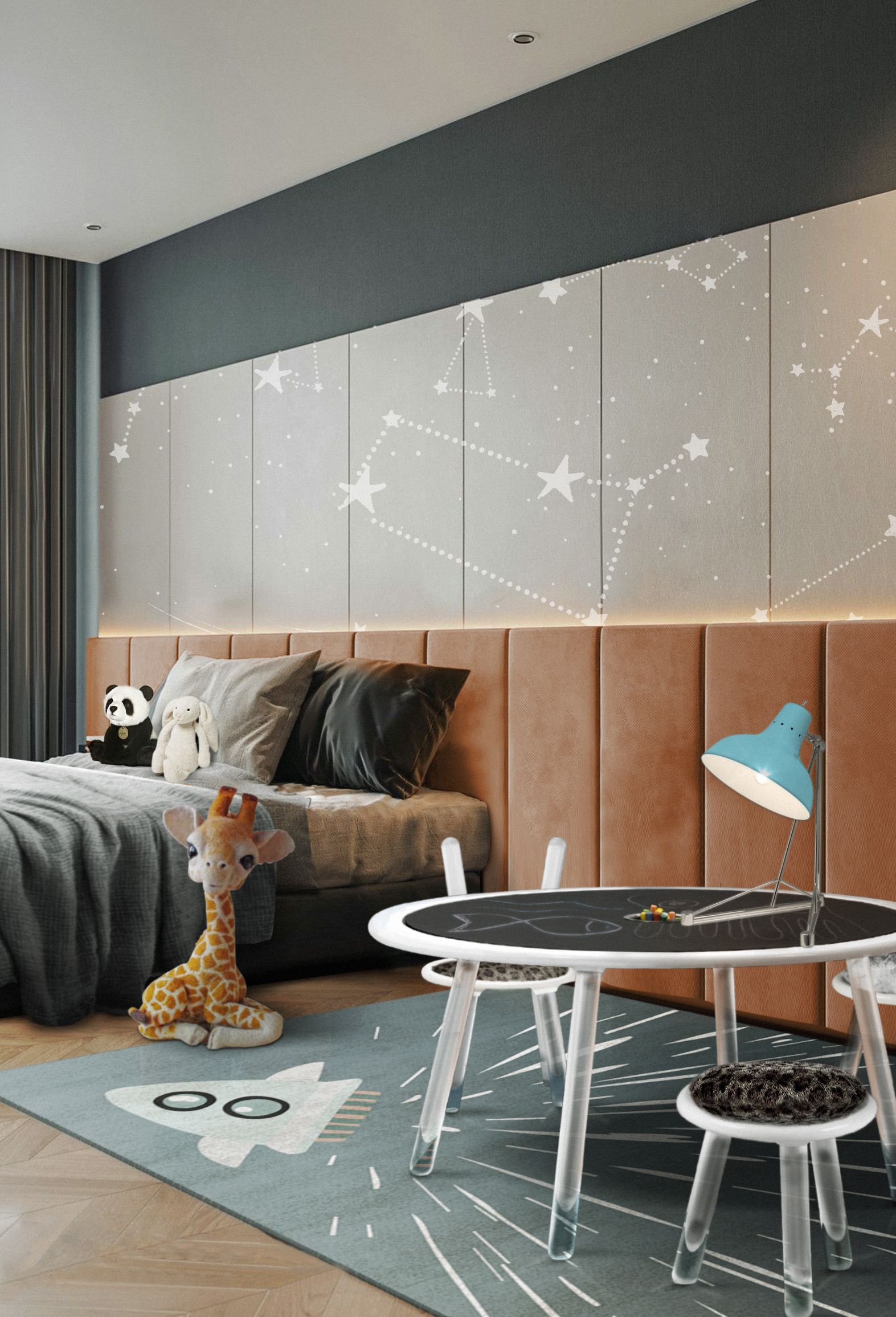 Kids Bedroom With Space Greatness Inspiration By The Thunder Rocket Rug by Rug'Society