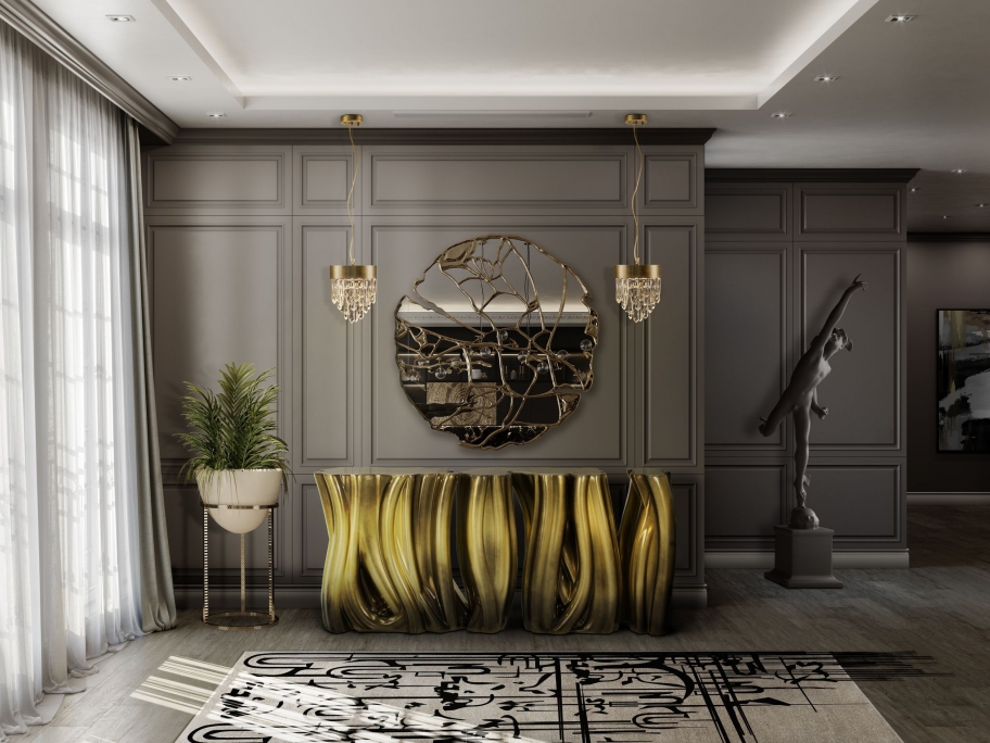 Luxurious Hallway With The Urban Rug Design of Black Ink - Rug'Society
