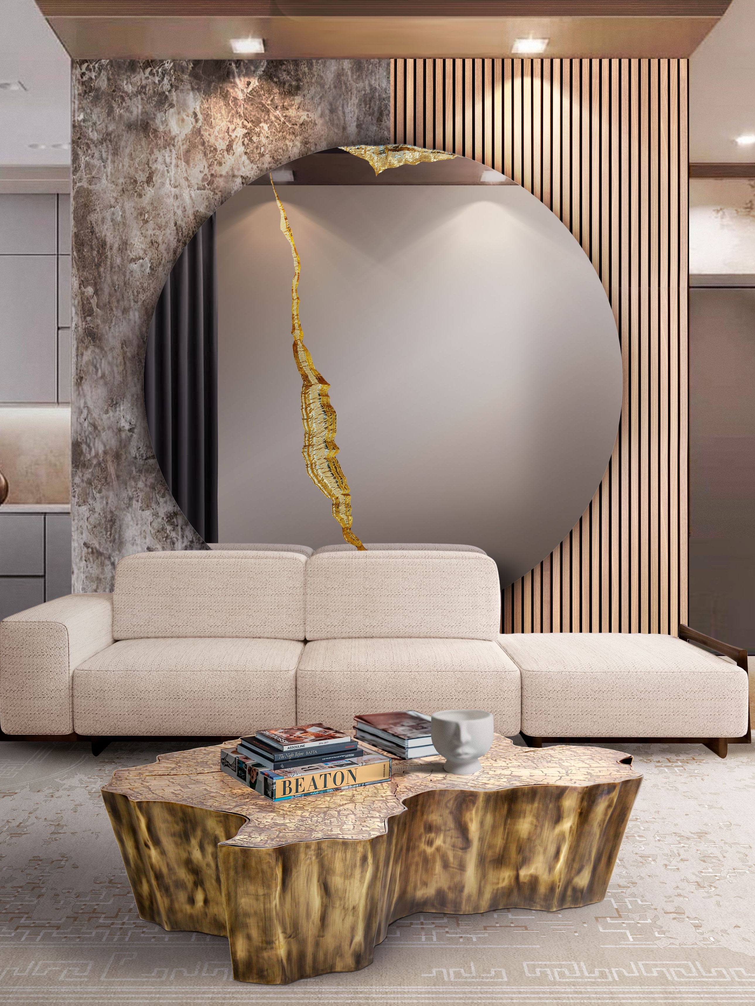 Luxurious Living Room with the Abstract Ruin Rug by Rug'Society
