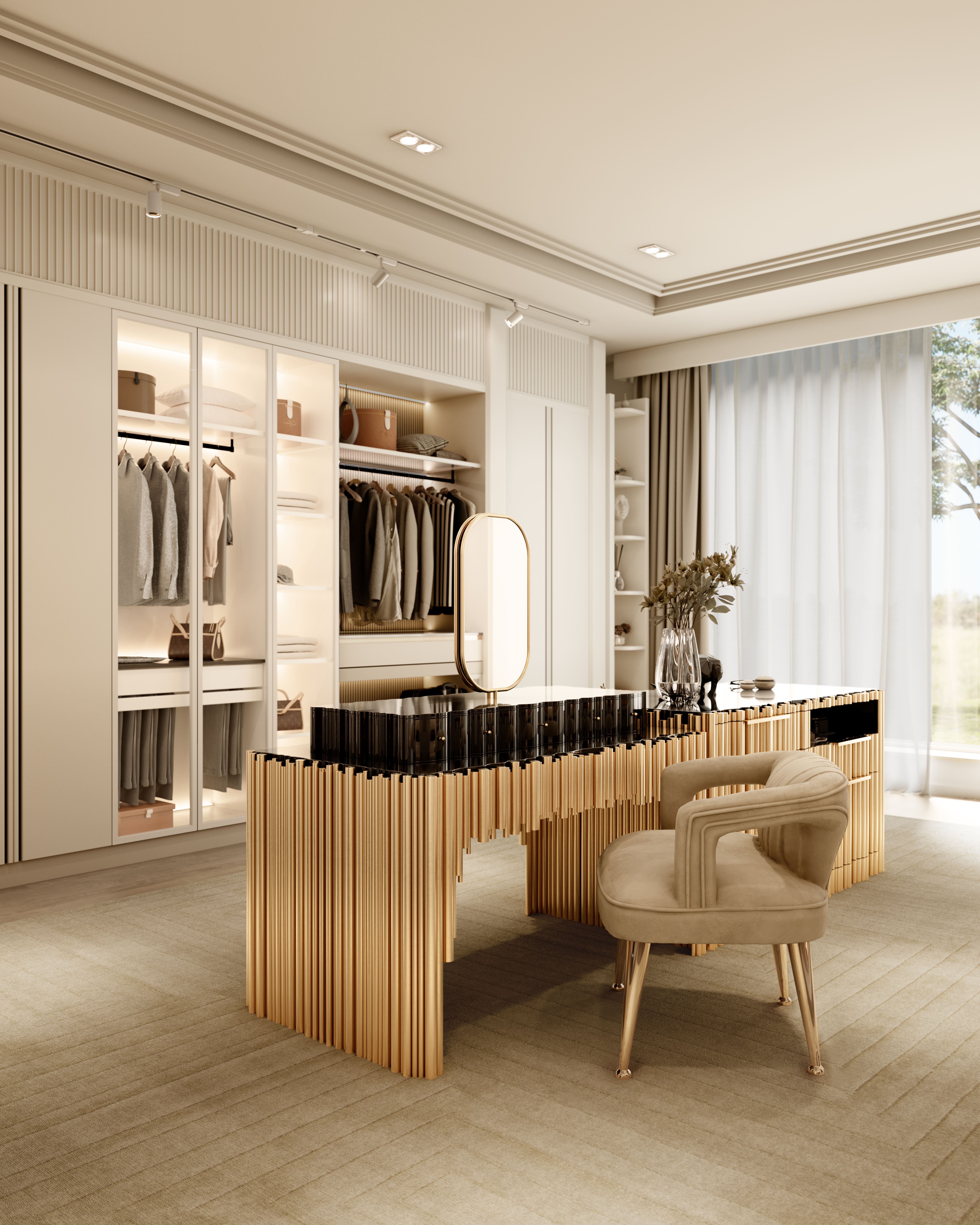 Luxury Closet Featuring the White Garden Rug by Rug'Society