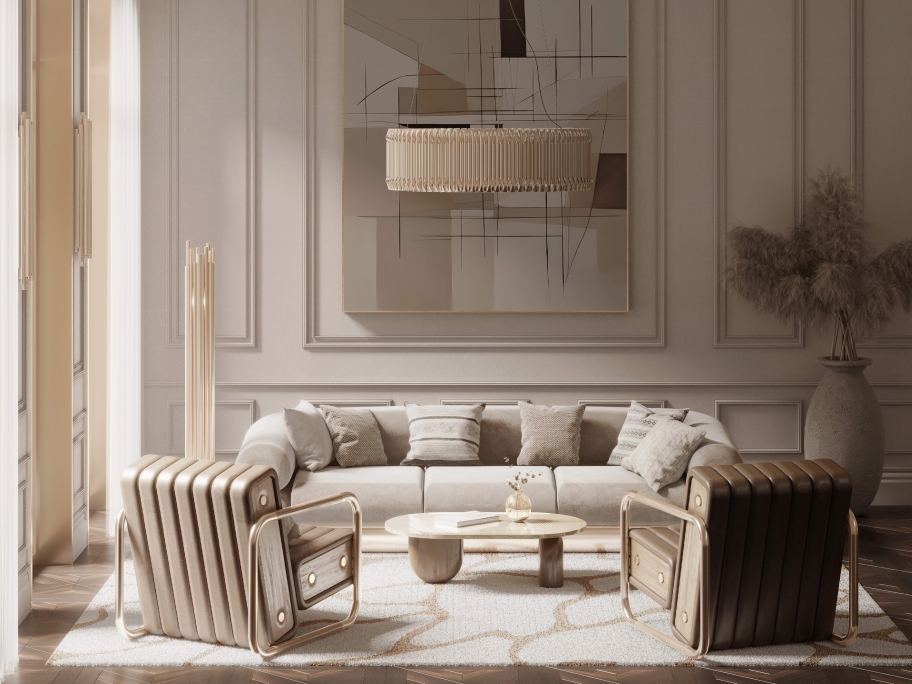 Luxury Living Room Design With Cell Rug by Rug'Society