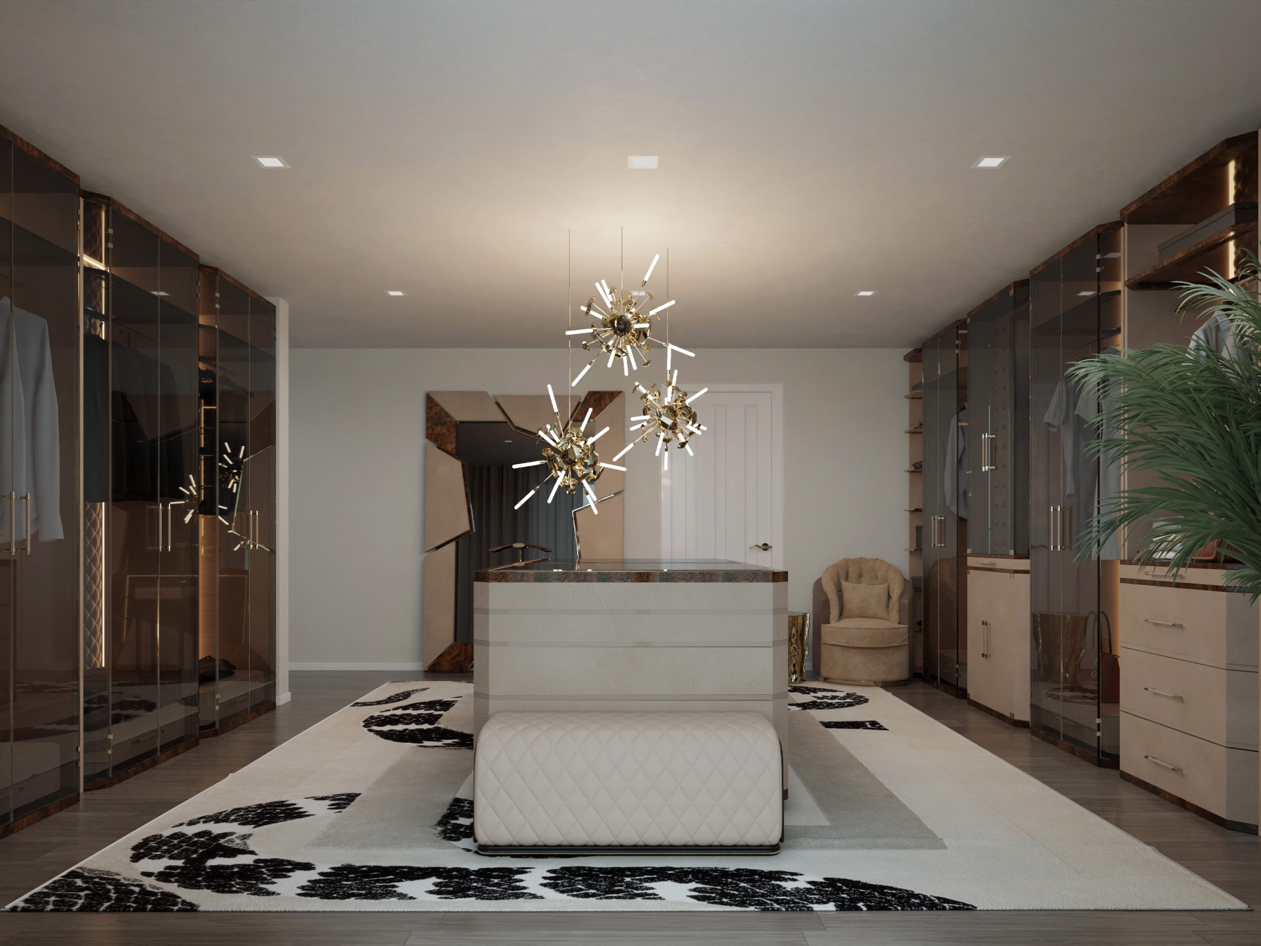 LUXURY NEUTRAL TONES CLOSET DESIGN WITH IMPERIAL SNAKE RUG - ROOM BY ...