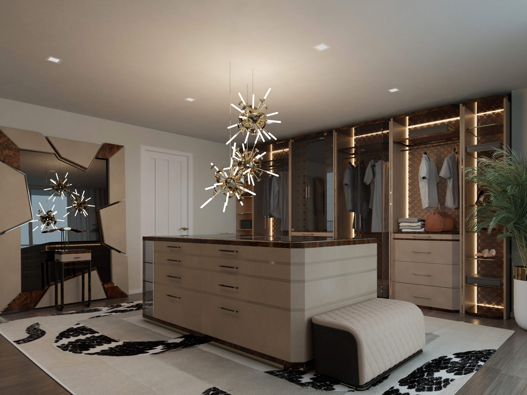 LUXURY NEUTRAL TONES CLOSET DESIGN WITH IMPERIAL SNAKE RUG - ROOM BY ...