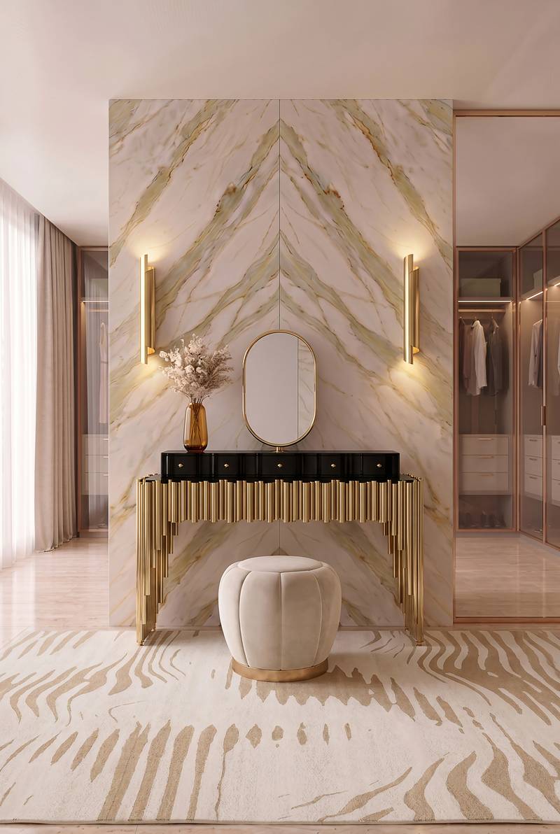 Luxury Walk-In Closet With Kotta&nbsp;Rug by Rug'Society