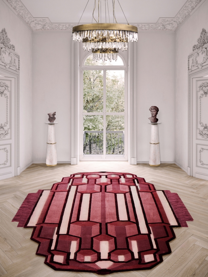 Majestic Hallway With Lucy Rug in Tones of Viva Magenta - Rug'Society