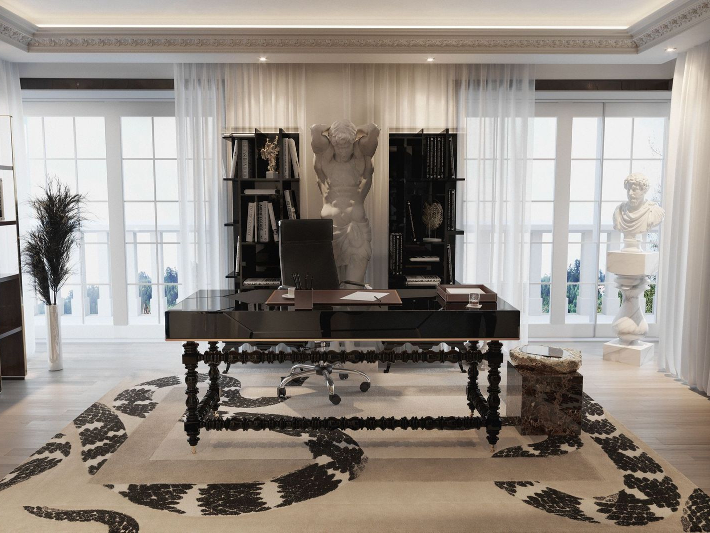 Majestic Home Office With Imperial Snake Carpet by Rug'Society