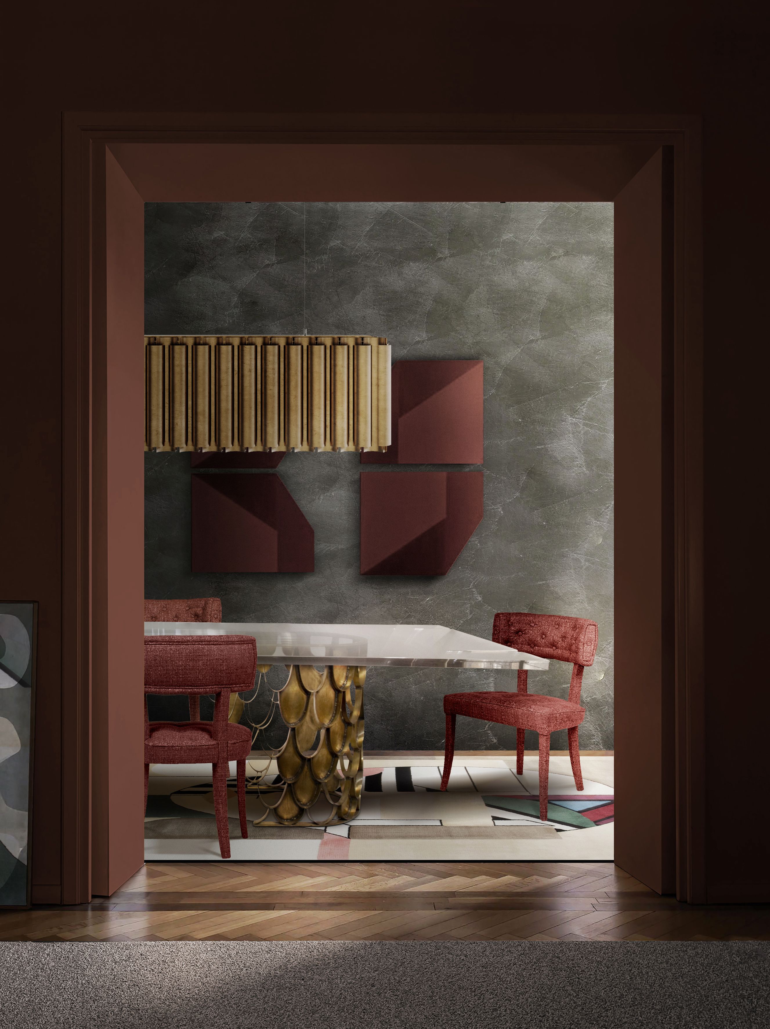 Marvellous Dining Room With Oscar Geometric Rug by Rug'Society