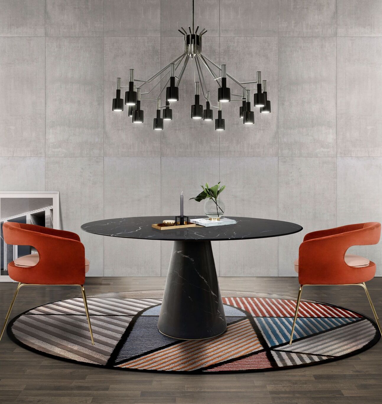 Mid-Century Dining Room With Lola Rug by Rug'Society