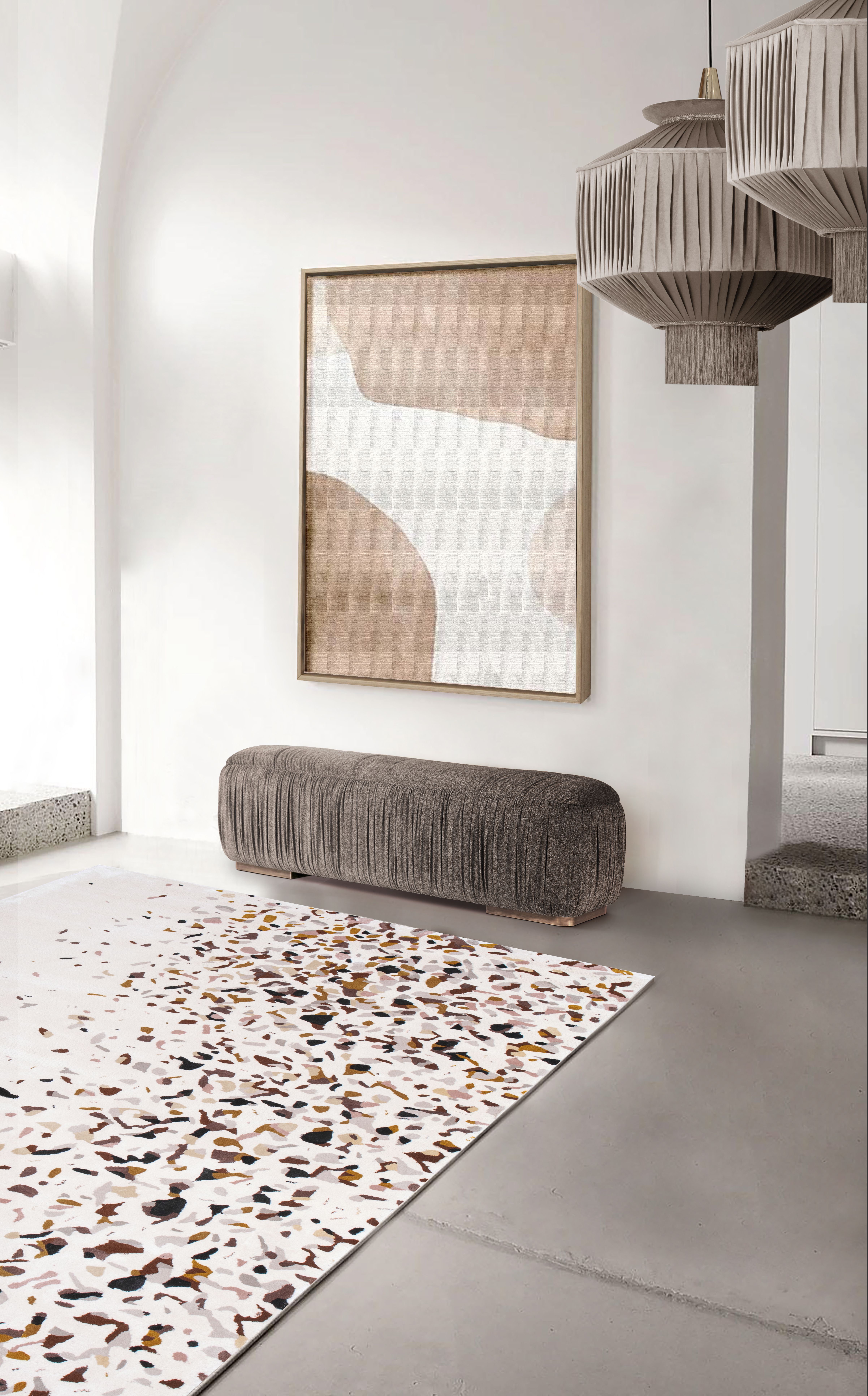 Mid-Century Living Room With Terrazzo Rug by Rug'Society