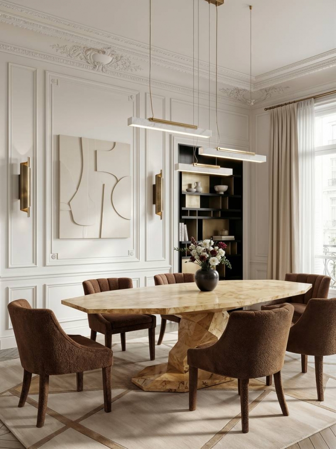 Minimalist Luxury Dining Room With Bauhau Rug - Rug'Society
