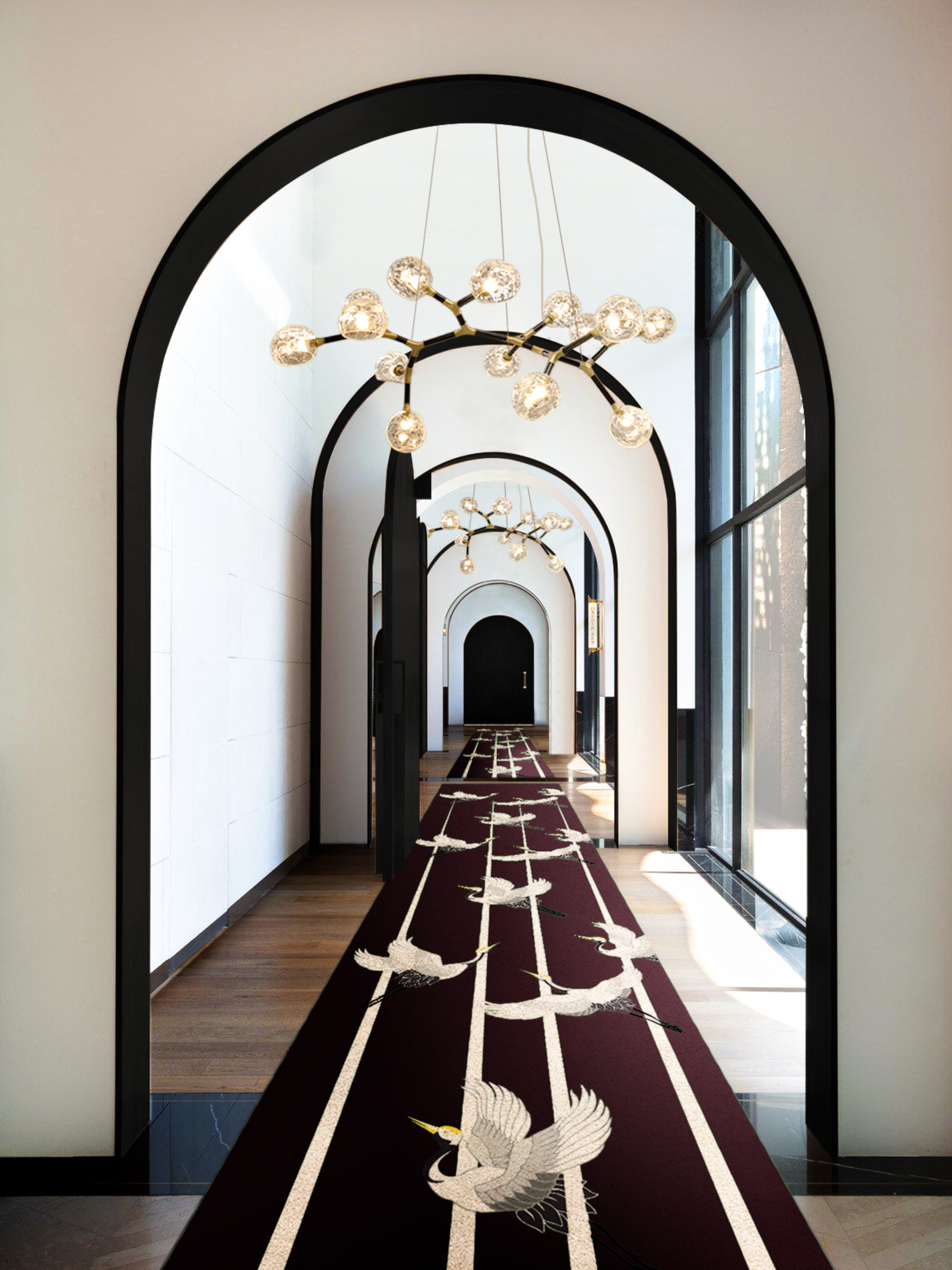 Modern and sophisticated hallway design with Heron rug by Rug'Society