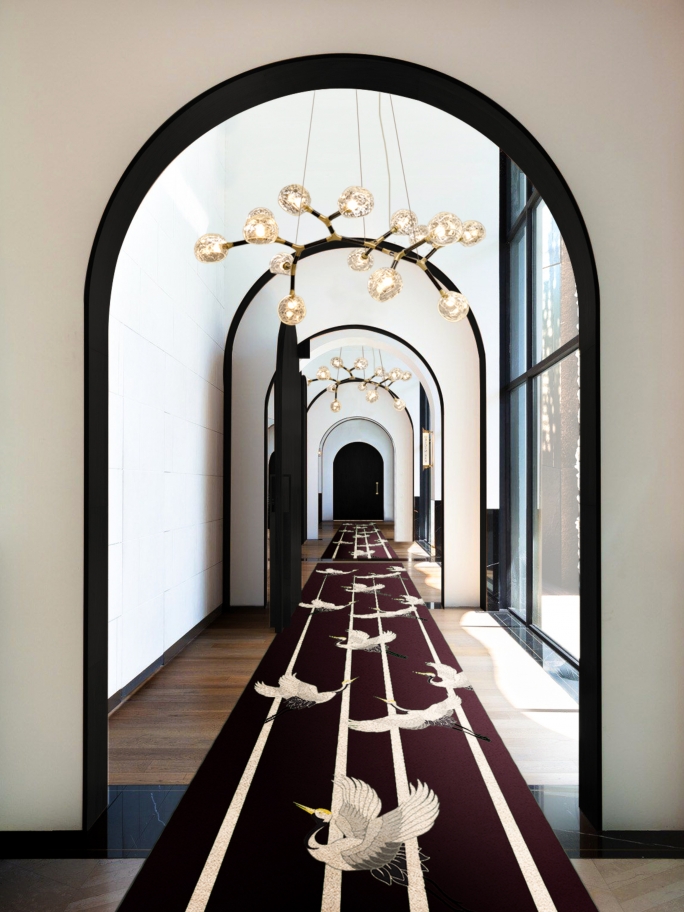 Modern and sophisticated hallway design with Heron rug - Rug'Society