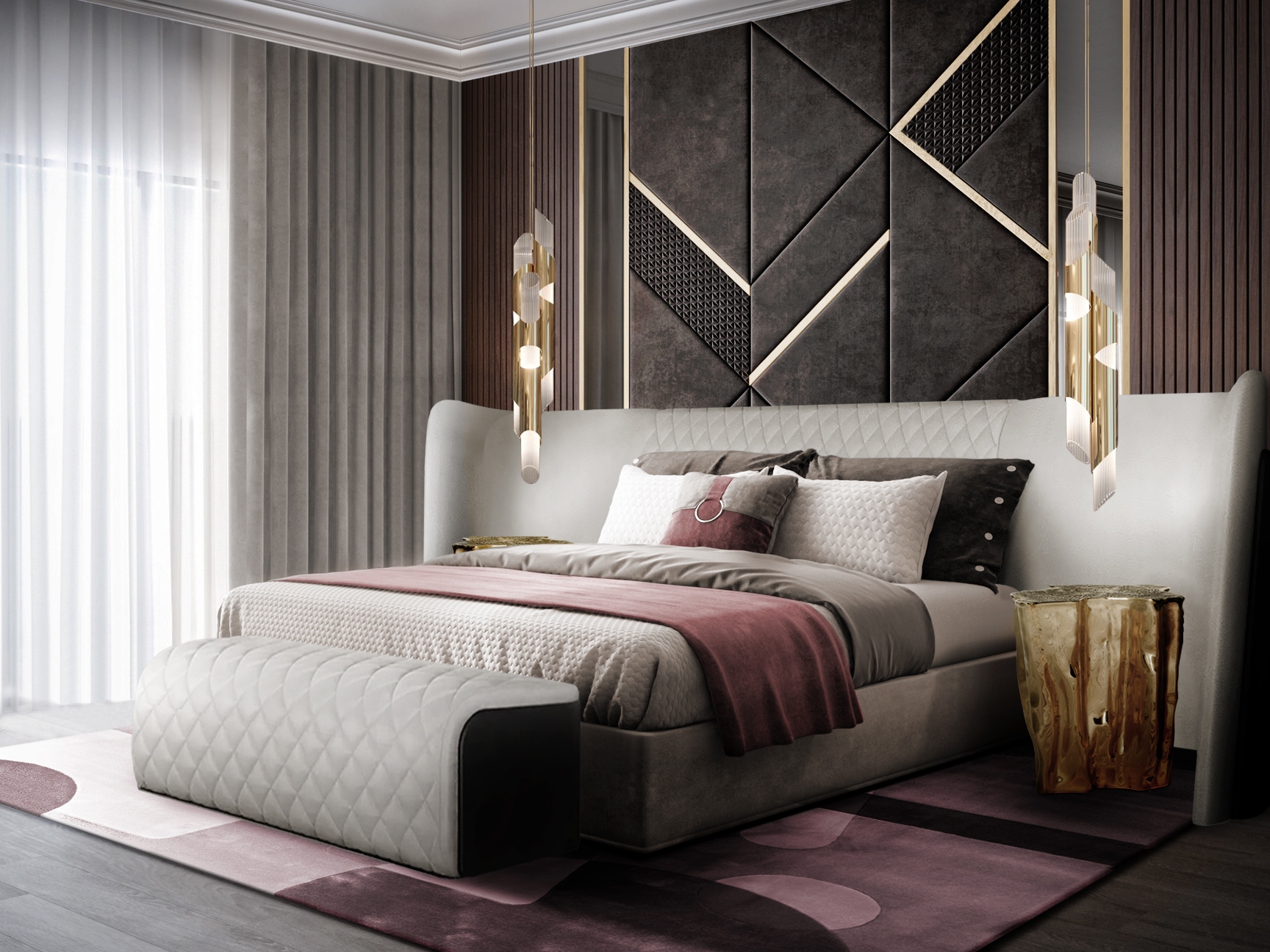Modern Bedroom Design With Gray Joh Rug by Rug'Society