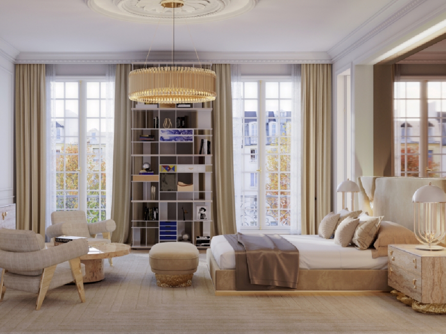 Modern Bedroom Design with the Unique White Garden&nbsp;Rug by Rug'Society