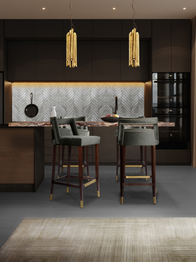 Modern contemporary kitchen home design with the WHITE GARDEN RUG - Rug'Society