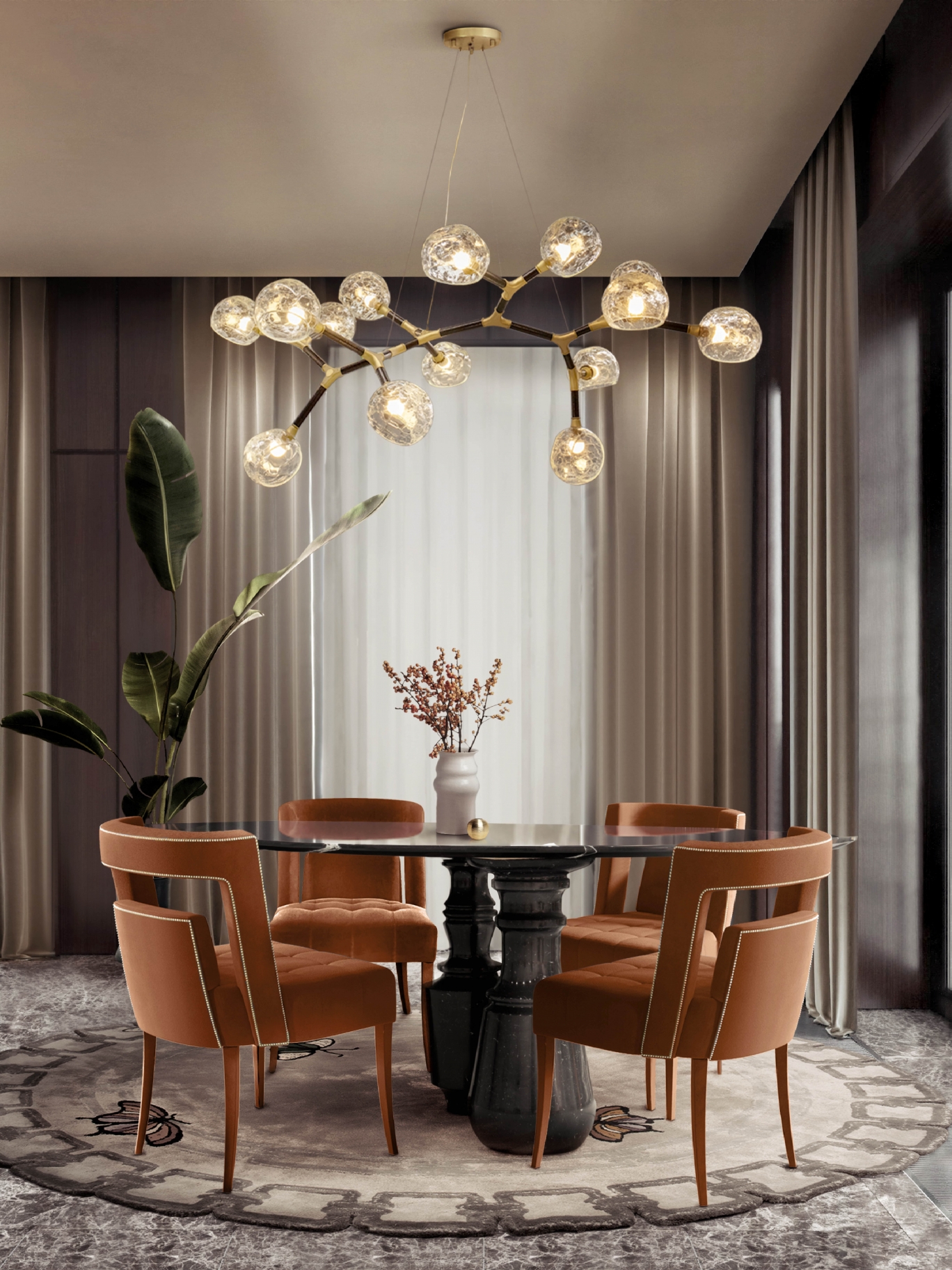 MODERN ELEGANT DINING ROOM WITH METAMORPHOSIS RUG - ROOM BY ROOM - RUG ...