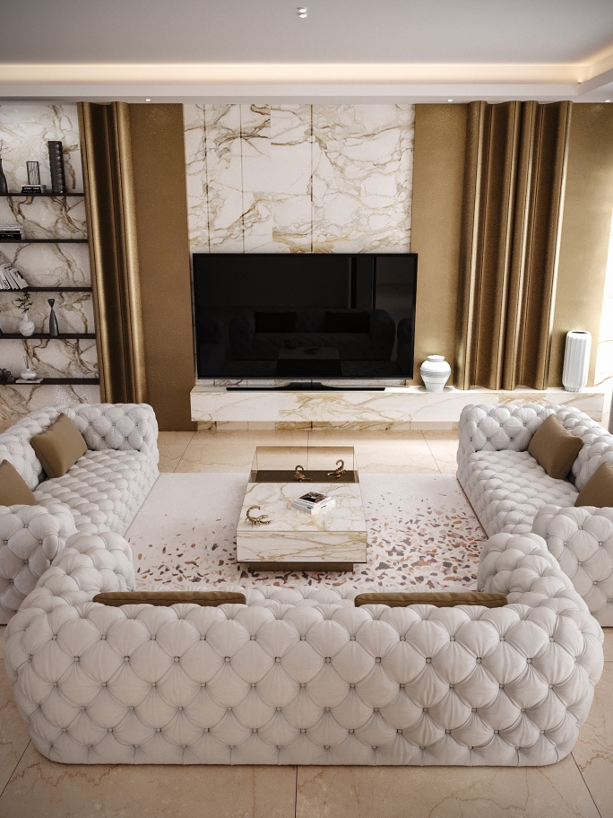 modern living room with Terrazzo Rug - Rug'Society