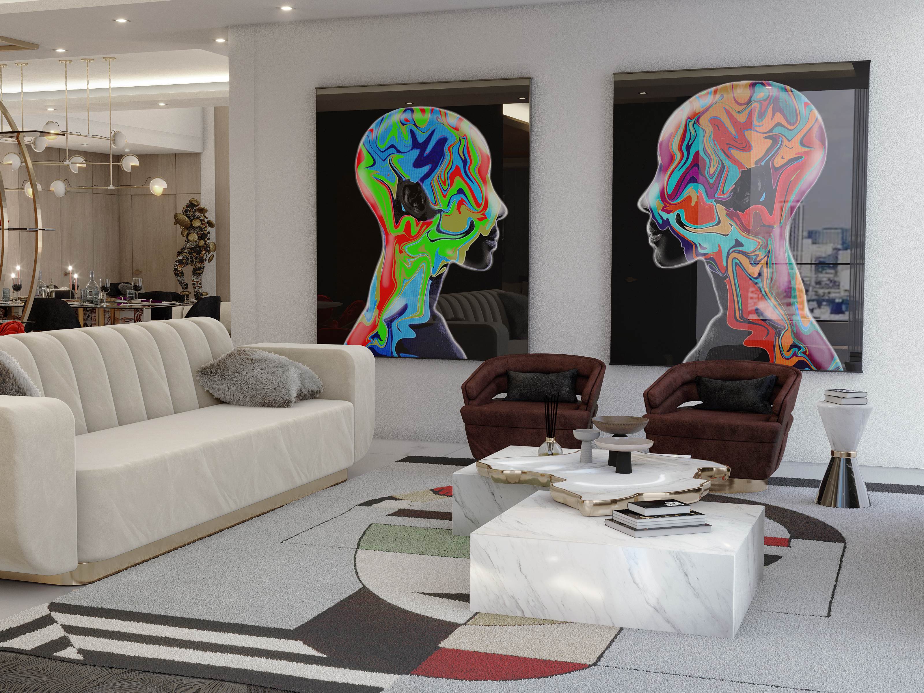 MODERN LIVING ROOM WITH THE UNIQUE MIRA RUG by Rug'Society