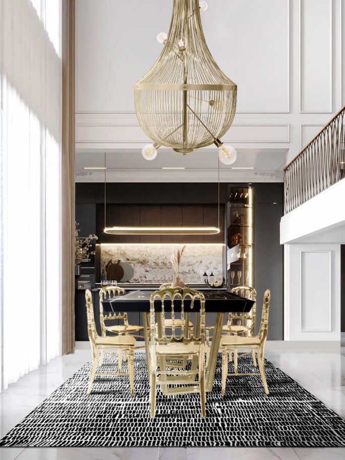 Modern luxurious dining room with coll minimal rug - Rug'Society