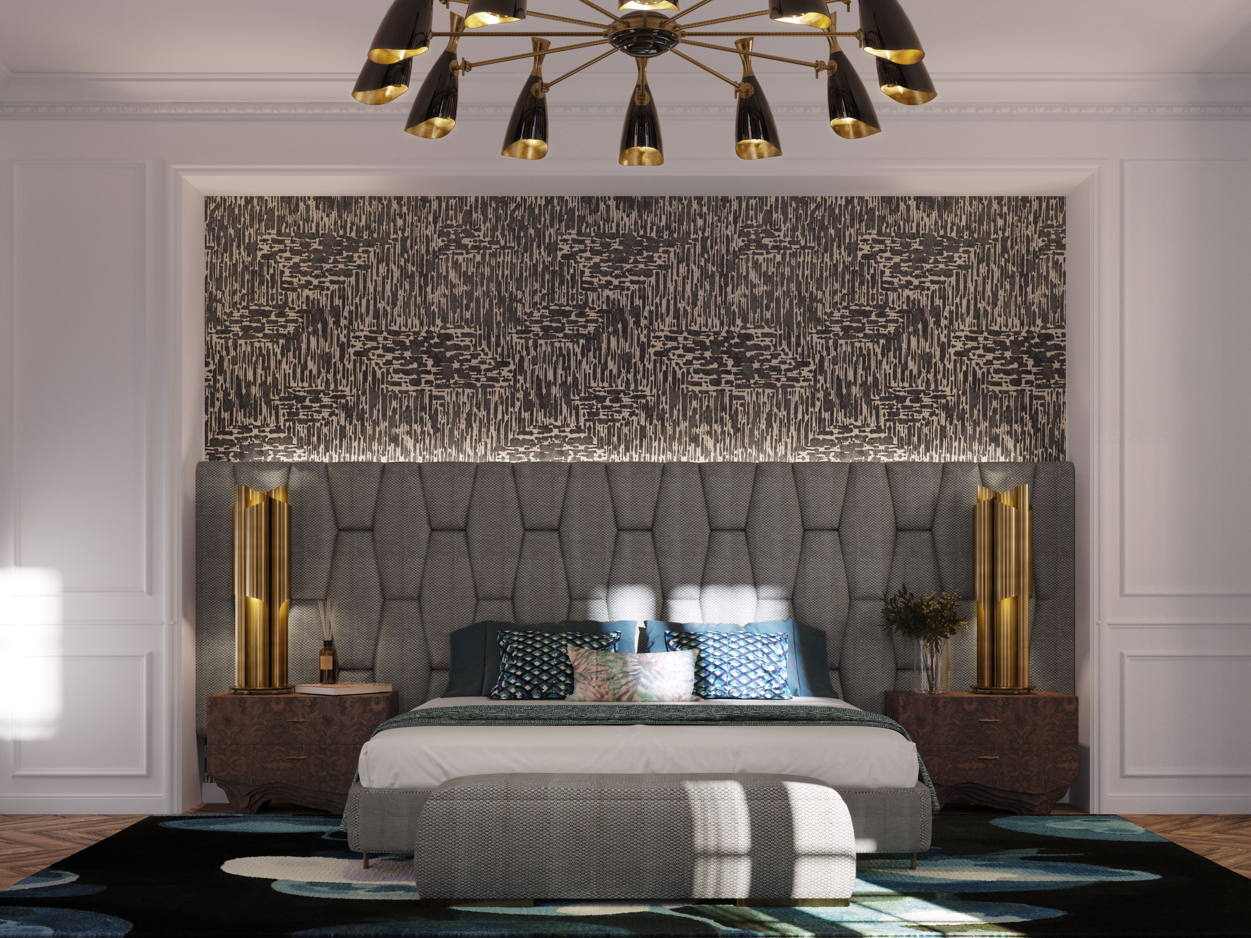Modern Master Bedroom With Medusa Rug Design by Rug'Society