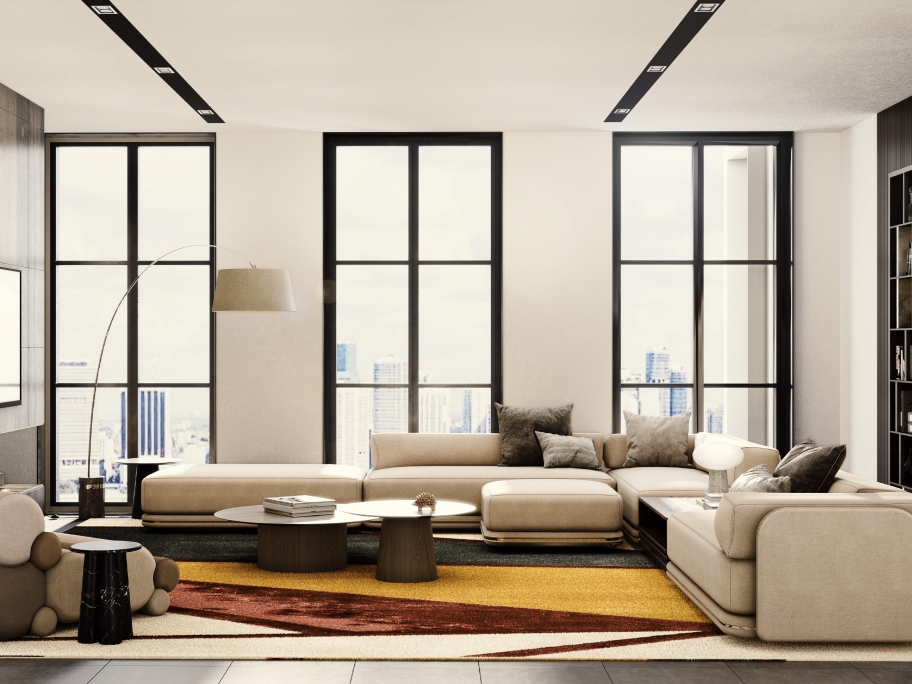 Modern Sleek Living Room With Bauhau Rug by Rug'Society