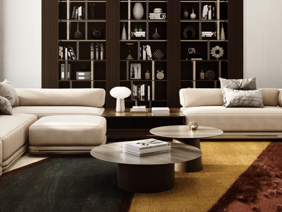Modern Sleek Living Room With Bauhau Rug by Rug'Society