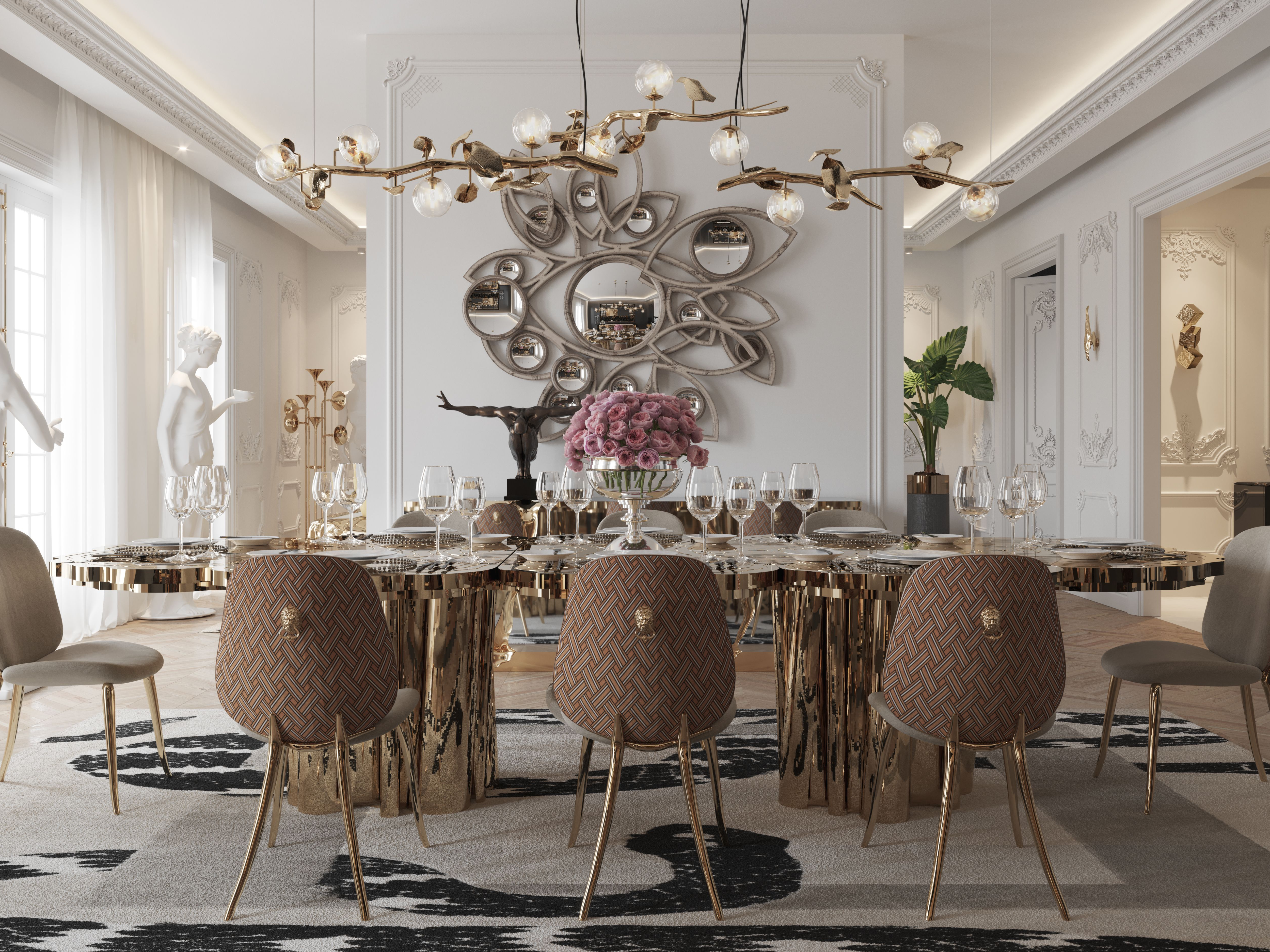 Neutral and Modern Dining Room Ambiance with Imperial Snake Rug by Rug'Society