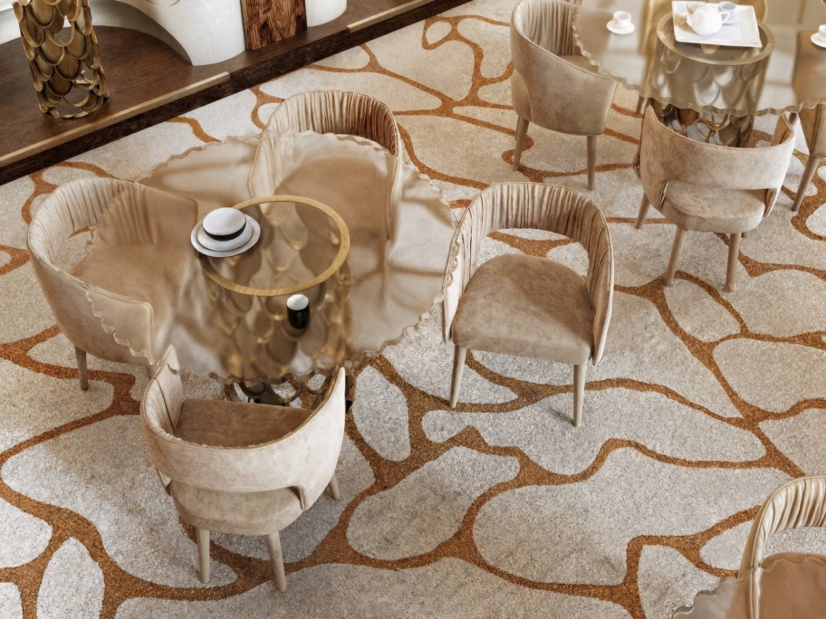 Organic Luxury Dining Area With Cell&nbsp;Rug by Rug'Society